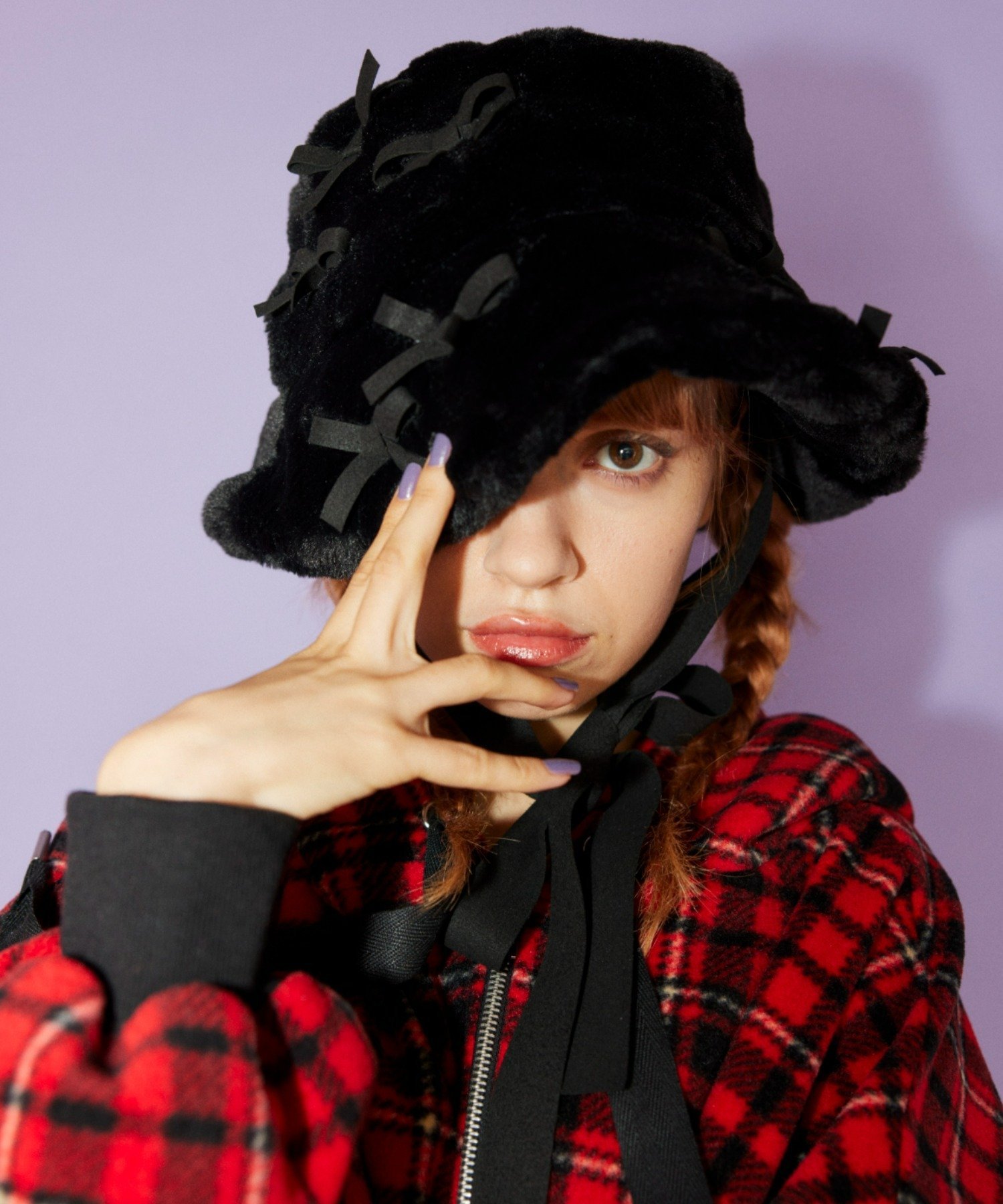 キャンディストリッパー　ハット　黒 SALE／20%OFF】Candy Stripper TENDER RIBBON FUR BUCKET HAT