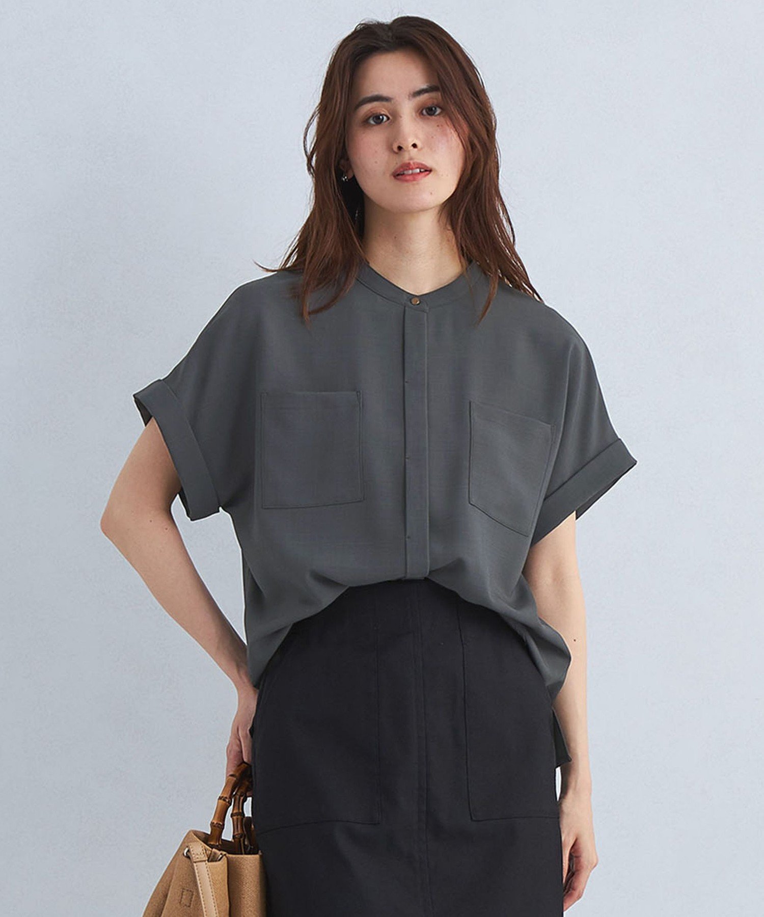 【ユナイテッドアローズ】グリーンレーベル フレンチスリーブ シャツ ジャケット ICE フレンチスリーブ シャツ ジャケット ―ウォッシャブル・接触