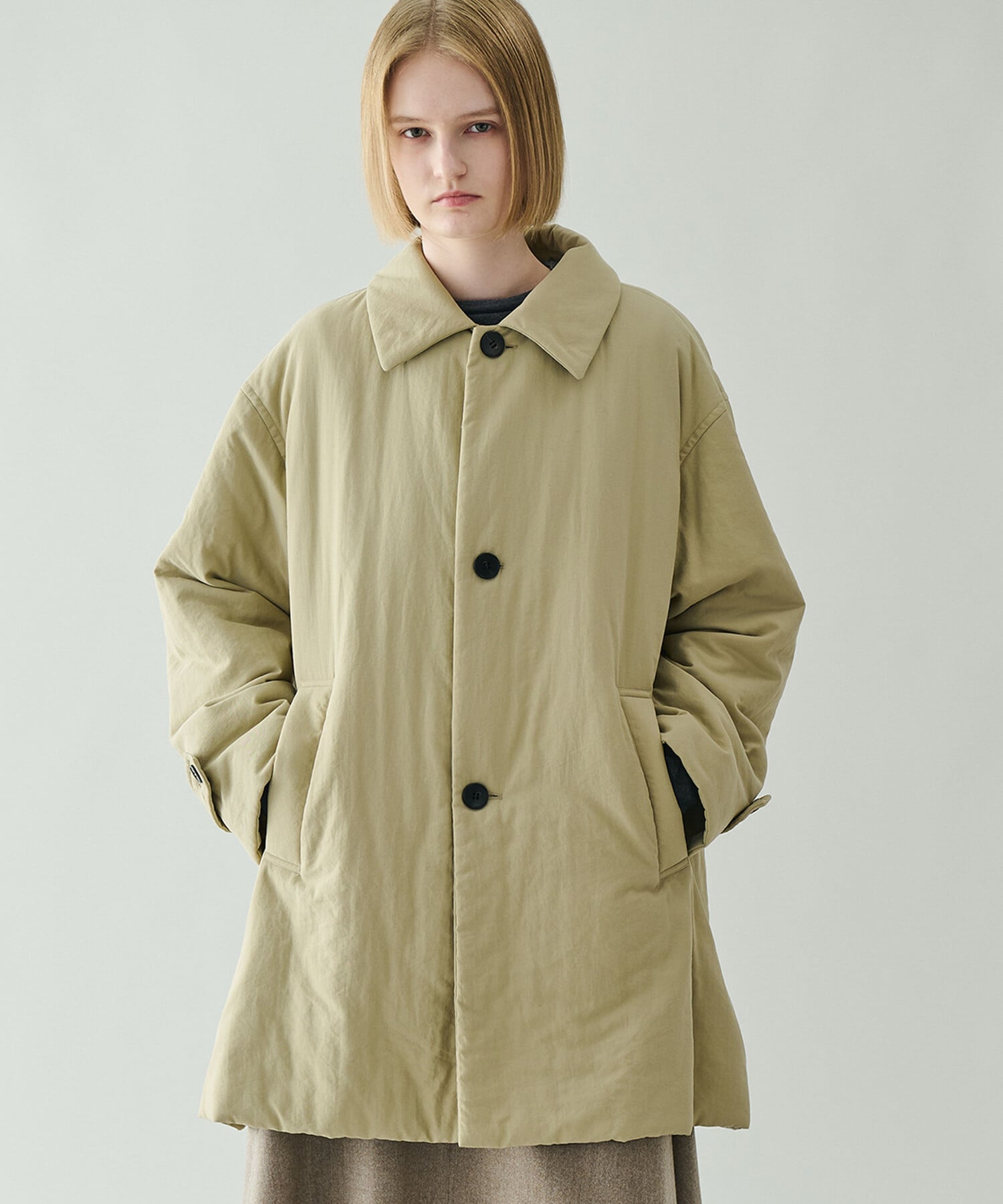 ビームスボーイ　シャンブレーツイールフーデッドコート ベージュ　美品 BEAMS BOY（ビームスボーイ）の「BEAMS BOY / シャンブレー ツイル