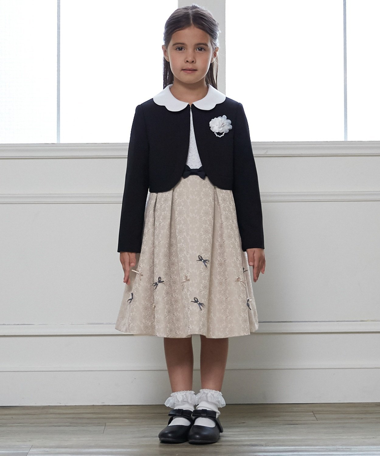 楽天市場】(SALE)petit main （プティマイン）レース衿花柄OP+JKセット