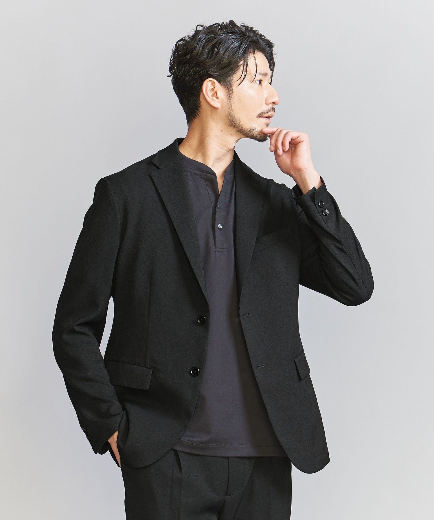 美品 ユナイテッドアローズ スーツ 上下 セットアップ ビジネス L シルク 紺 UNITED ARROWS セットアップ シャークスキン ストライプ