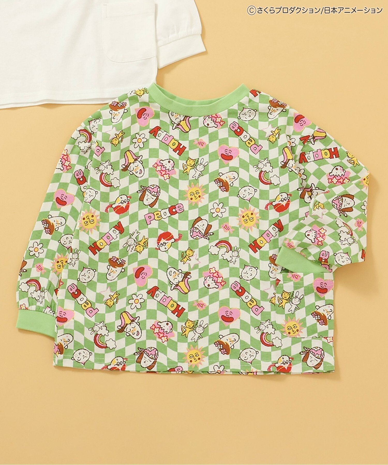 BREEZE ちびまる子ちゃんコラボ どっちも正解DAISUKI ロンT エフオーオンラインストア トップス カットソー・Tシャツ ホワイト グリーン画像