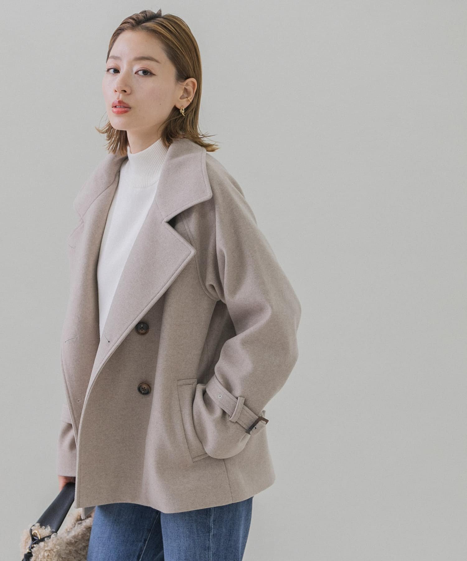 Sonny Label メルトンジャージスタンドカラートレンチコート サニー