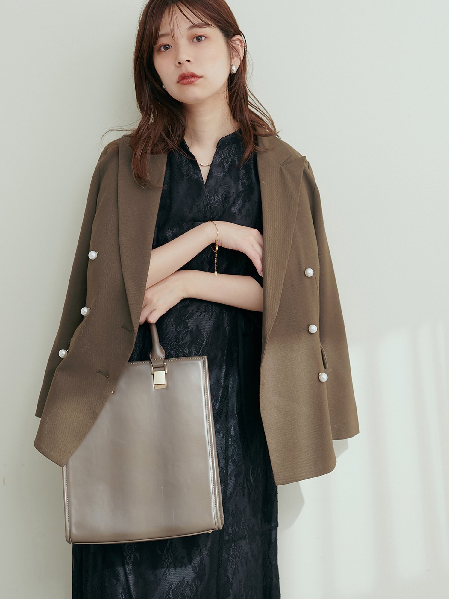 natural couture osonoパール釦テーラードジャケット ナチュラル