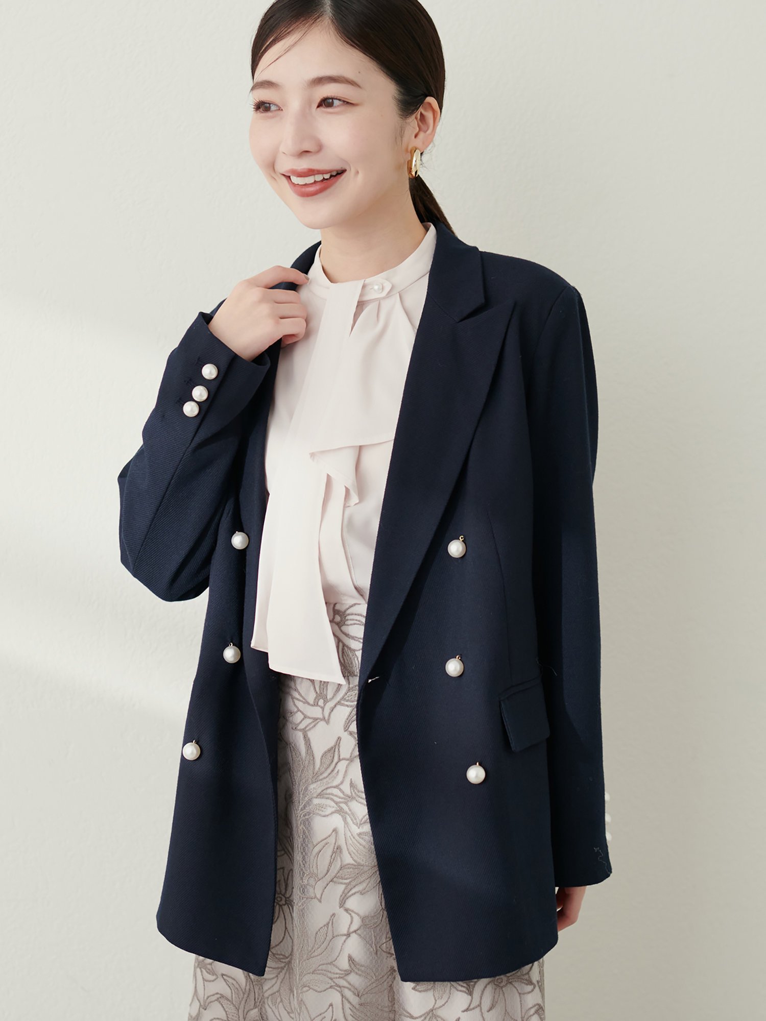 natural couture osonoパール釦テーラードジャケット ナチュラル 