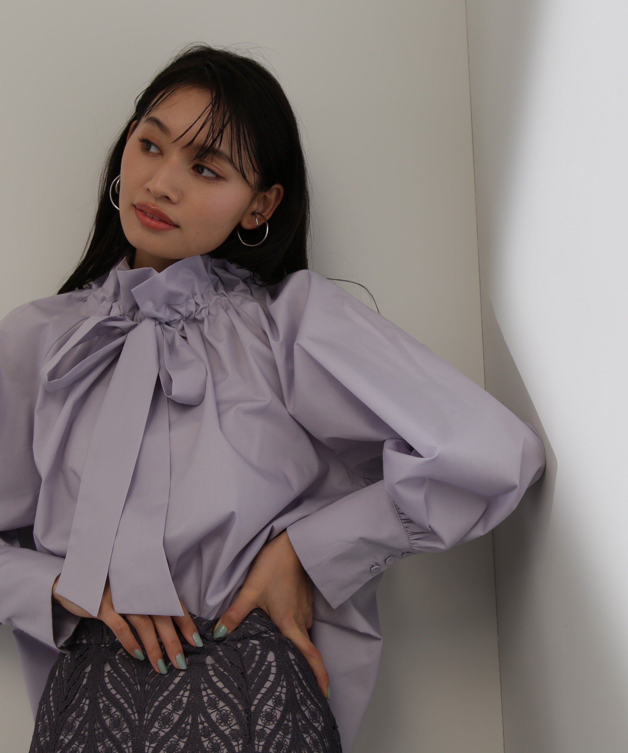 試着のみNATURAL BEAUTY BASIC ビッグボウブラウスホワイトS NATURAL BEAUTY BASIC（ナチュラルビューティーベーシック）の