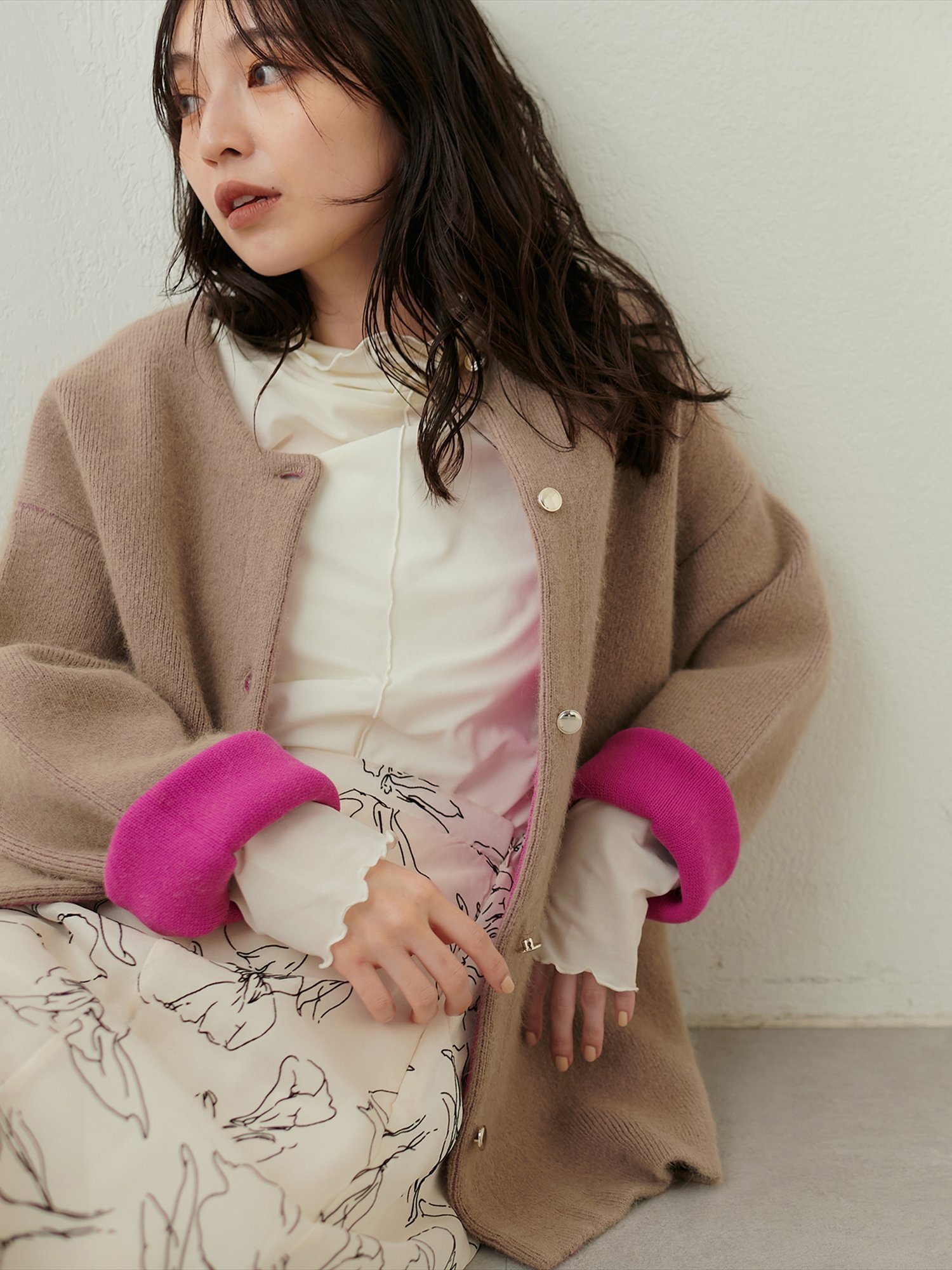 SALE／50%OFF】natural couture FOX混Wフェースニットコート