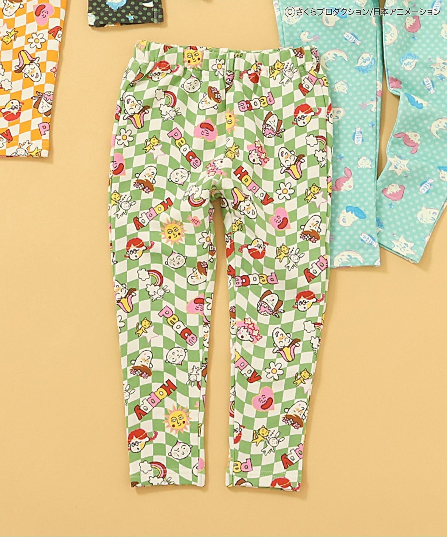 BREEZE ちびまる子ちゃんコラボ 総柄DAISUKIパンツ 9分丈 エフオーオンラインストア パンツ その他のパンツ オレンジ ブルー グリーン ブラック画像