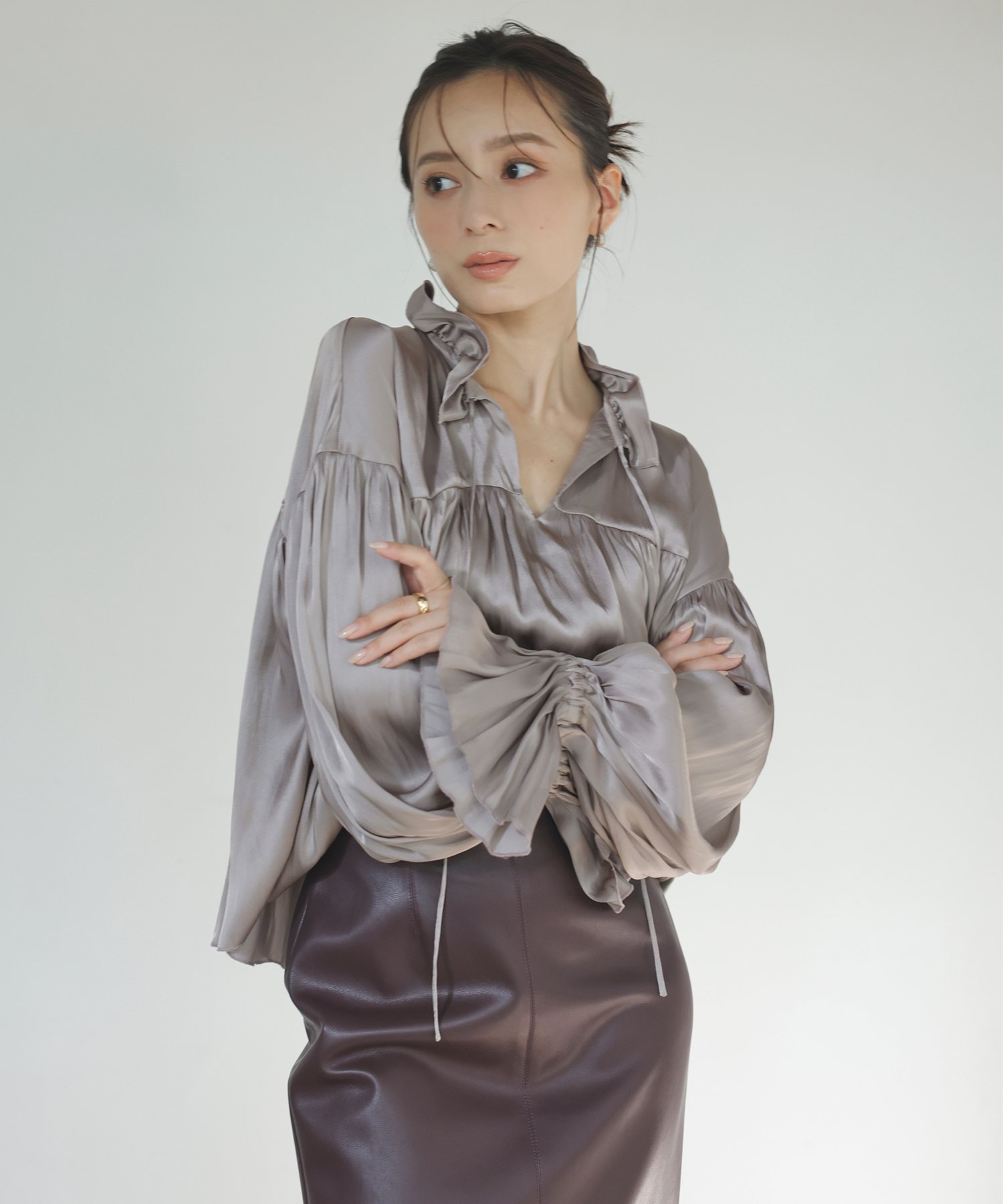 SALE／30%OFF】anuans ネックフリルギャザーブラウス アニュアンス 