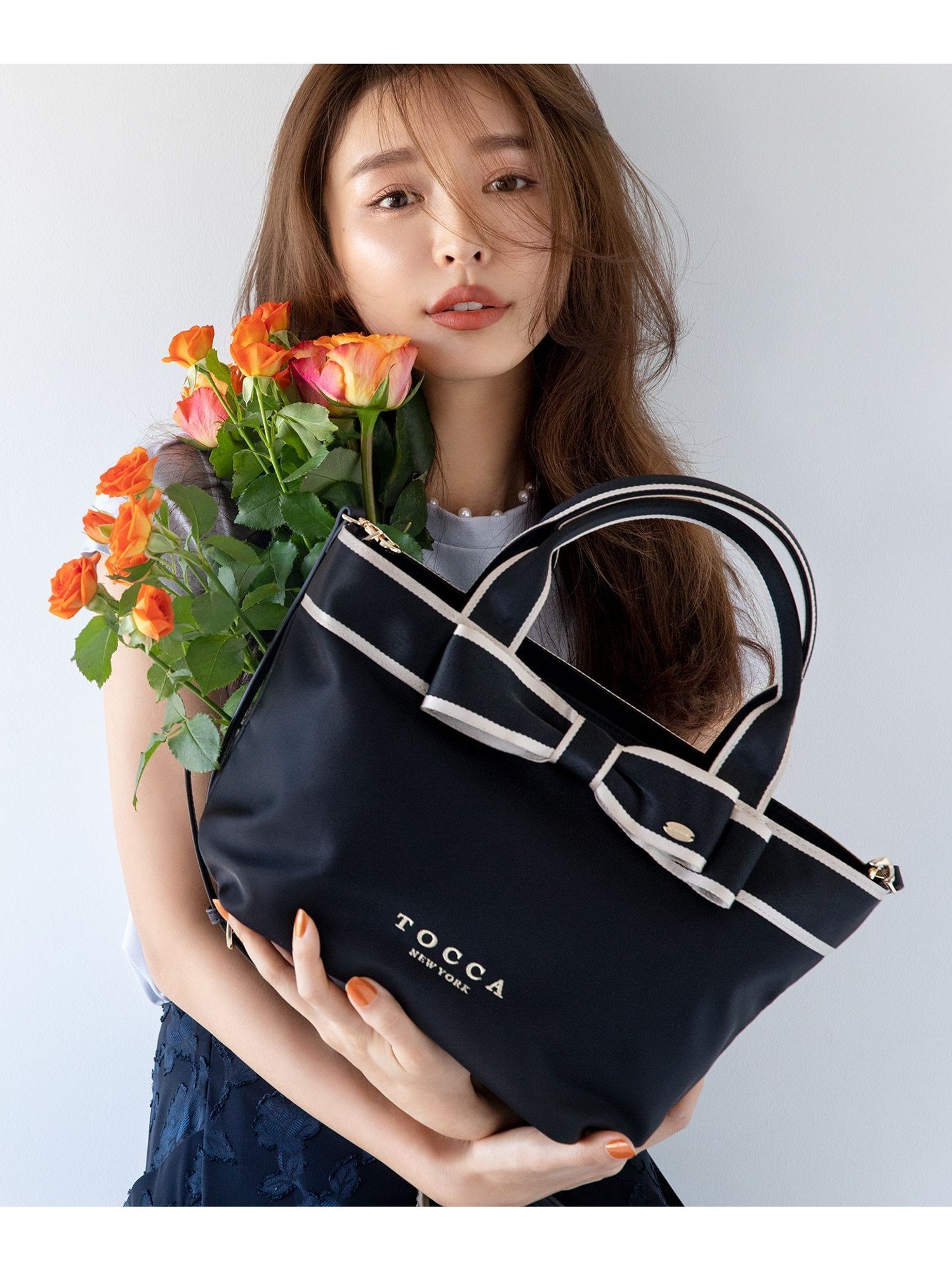 TOCCA 【撥水】BICOLOR RIBBON TOTE トートバッグ トッカ バッグ