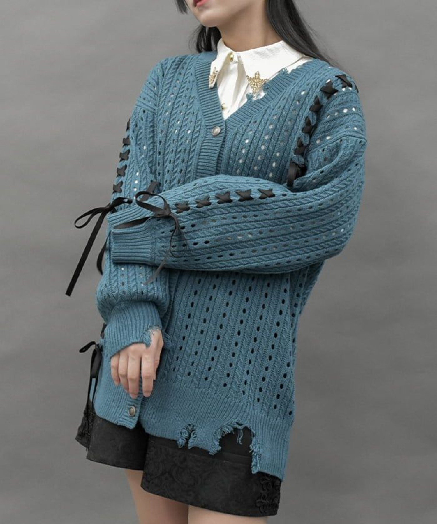 axes femme レーシートッパーカーディガン　ピンク　姫袖　レース　森姫 axes femme レーシートッパーカーディガン ピンク 姫袖 レース