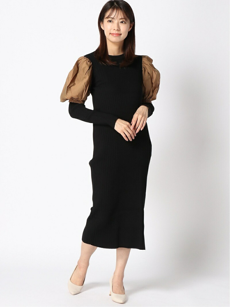SALE／62%OFF】LANVIN en Bleu オーガンジースリーブニットワンピース 