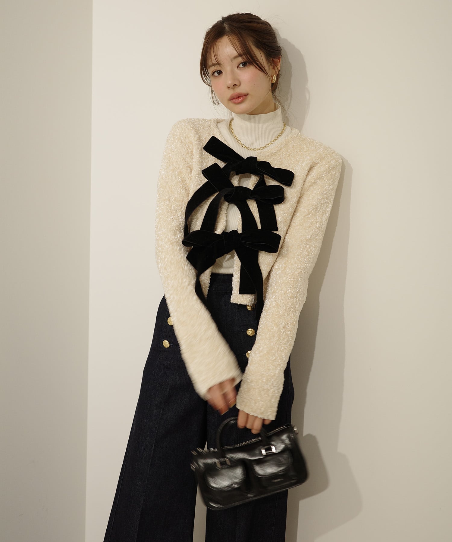 eimy istoire フロントリボンニットトップス エイミーイストワール