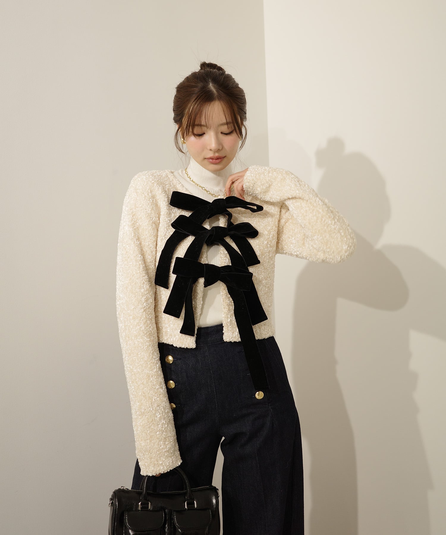 eimy istoire フロントリボンニットトップス エイミーイストワール