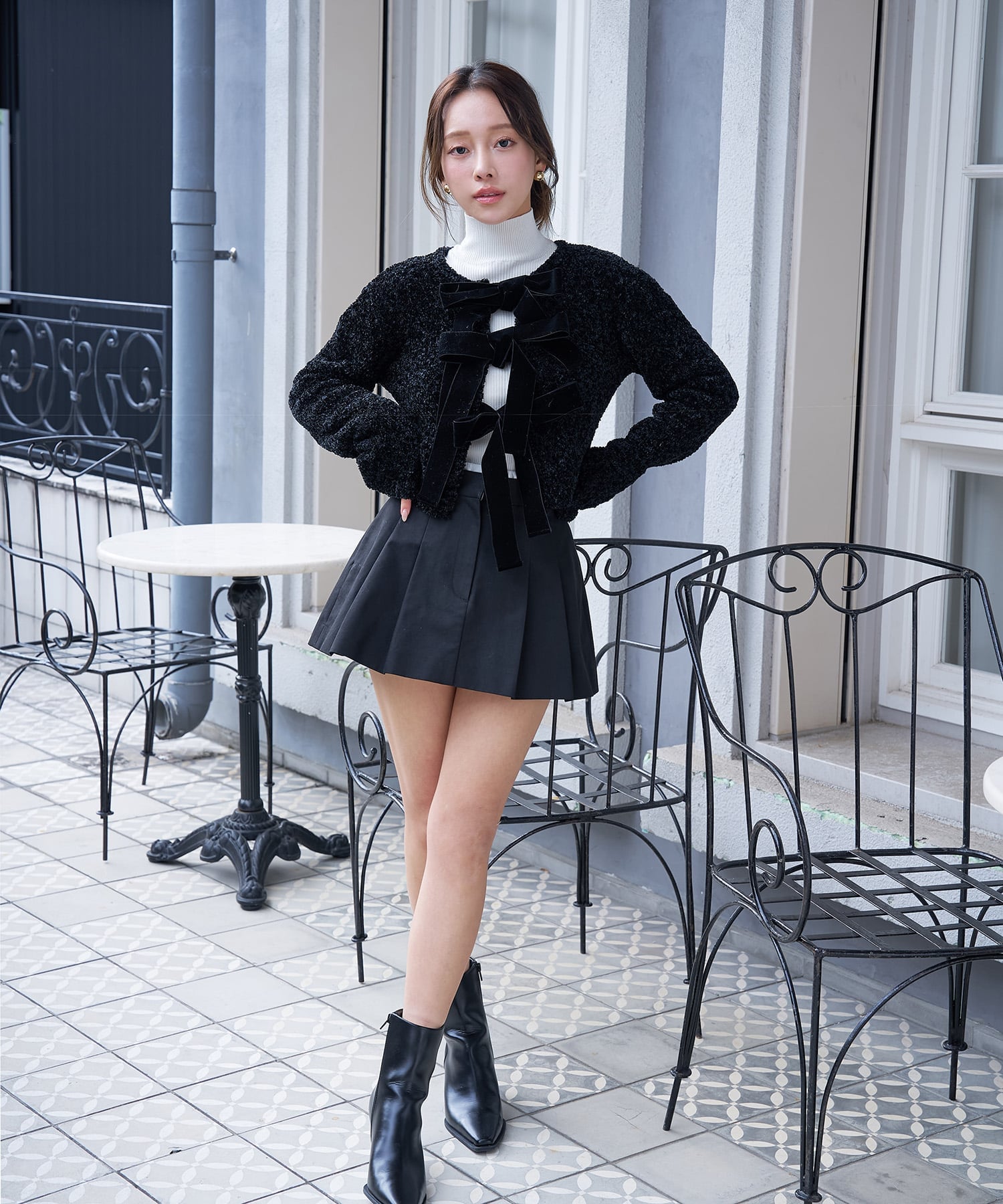 eimy istoire フロントリボンニットトップス エイミーイストワール