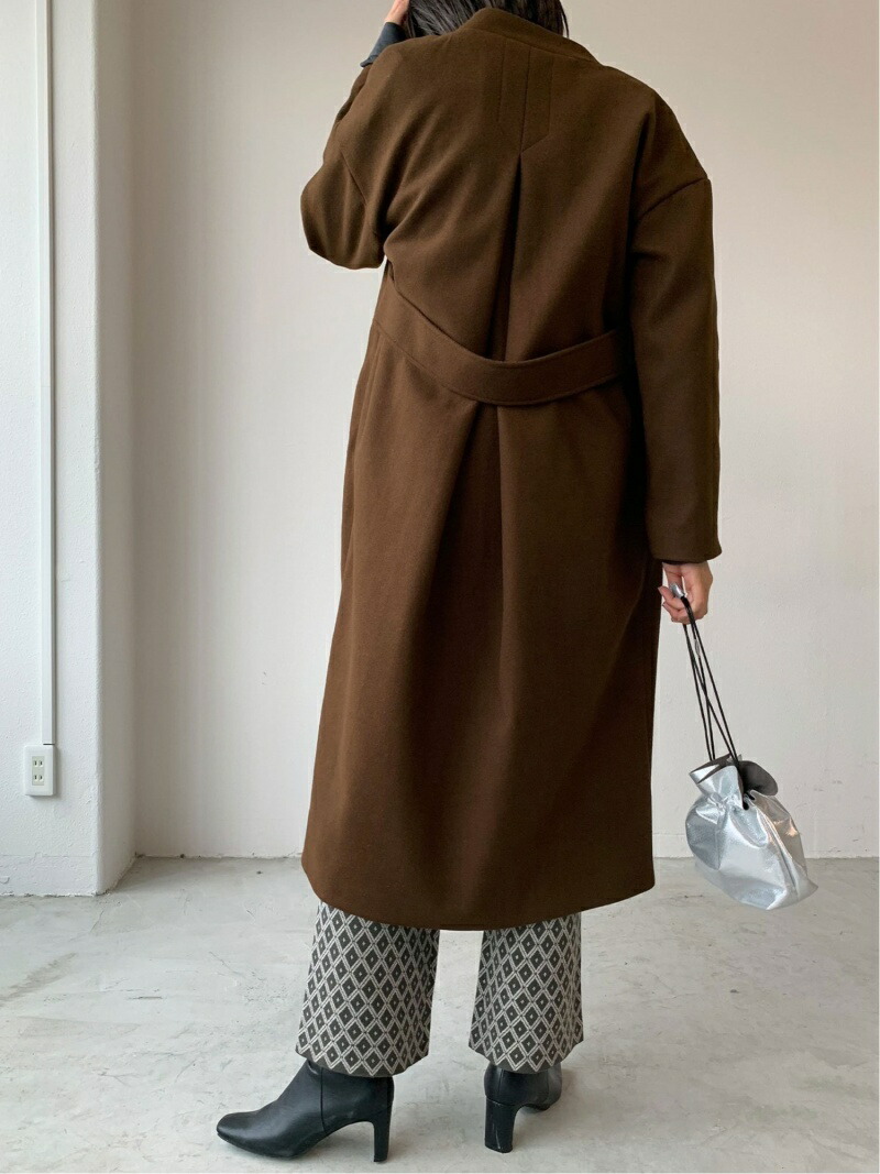 SALE/30%OFF】Shelly island shellyisland/ フェイクウールノーカラーコート シェリーアイランド コート/ジャケット ロングコート ベージュ グリーン ブラウン【送料無料】 Shelly island シェリーアイランド♡カギアミロングカーディガン