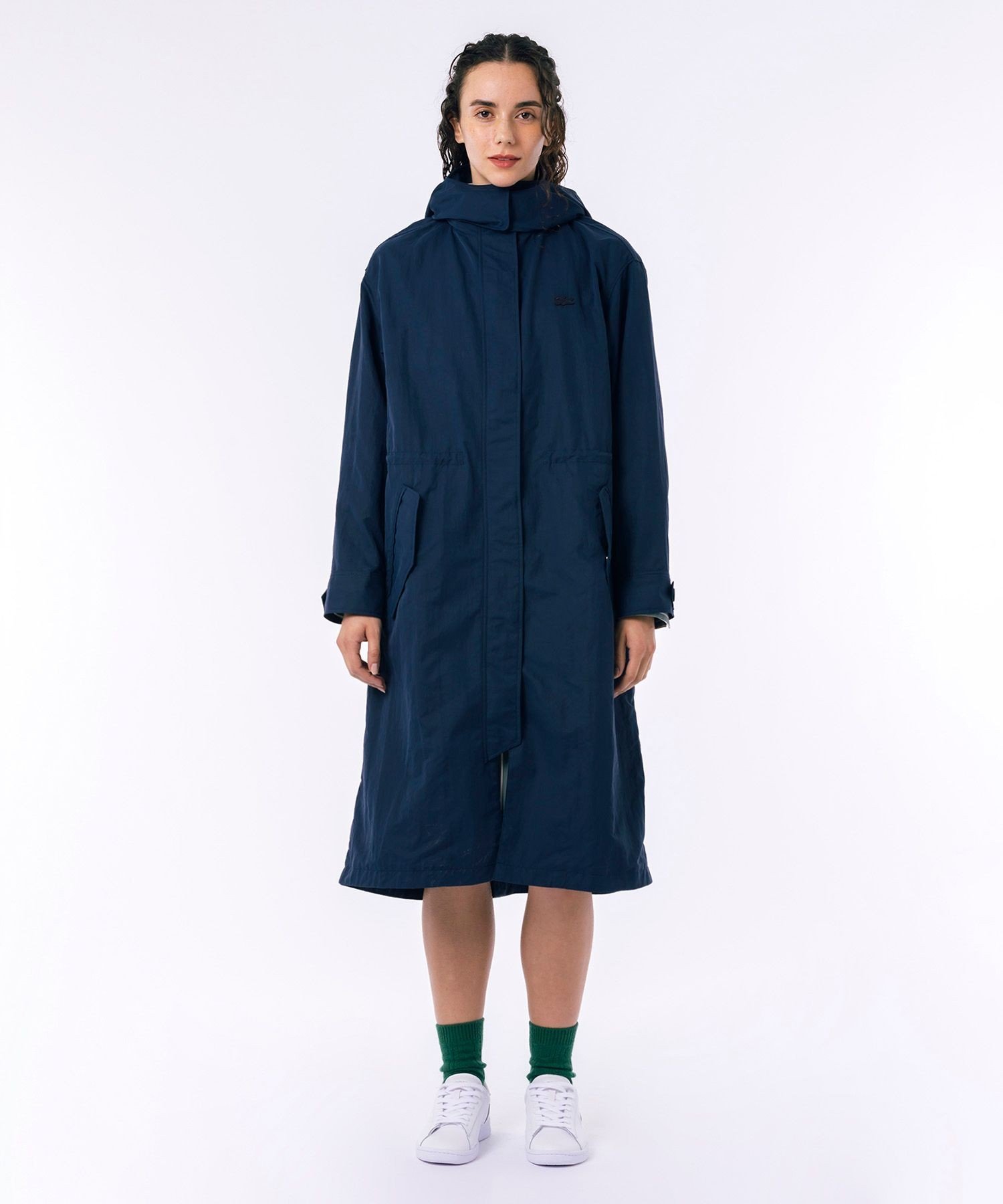 ラコステ　ネイビーフード付きコート LACOSTE ブルゾン アウター リバーシブルフードジャケット