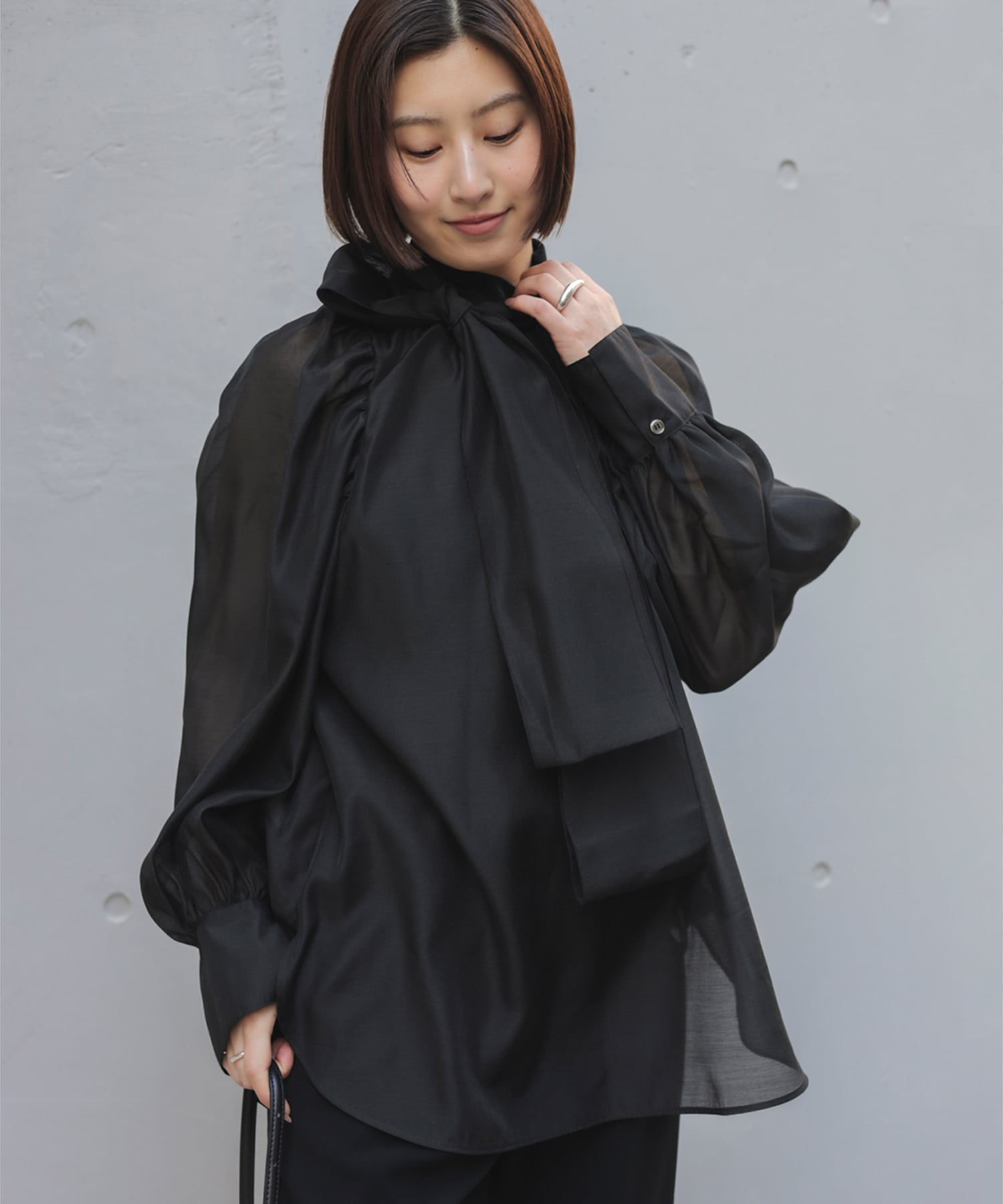 Demi-Luxe BEAMS オーガンジー リボンブラウス デミルクス ビームス  