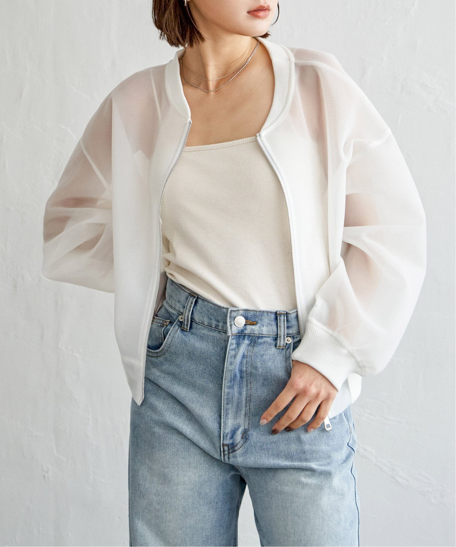 Theory♡シアーボンバージャケット　ホワイト　Ｓサイズ 楽天市場】【SALE／50%OFF】ダブルポケットシアーブルゾン NATURAL