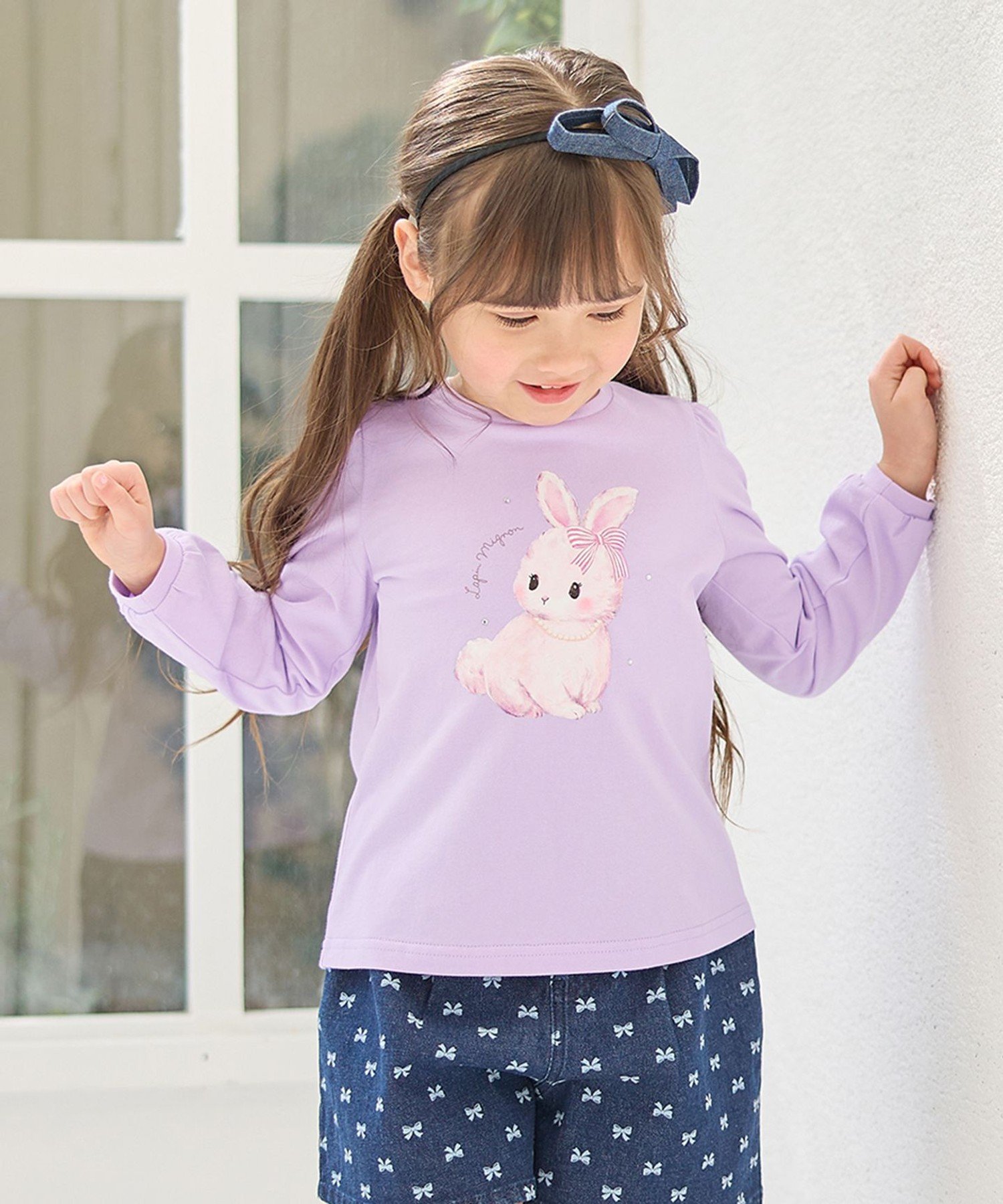【SALE／30%OFF】any FAM KIDS ガーリーアート 長袖Tシャツ エニィファム トップス カットソー・Tシャツ ホワイト グリーン パープル ピンク画像