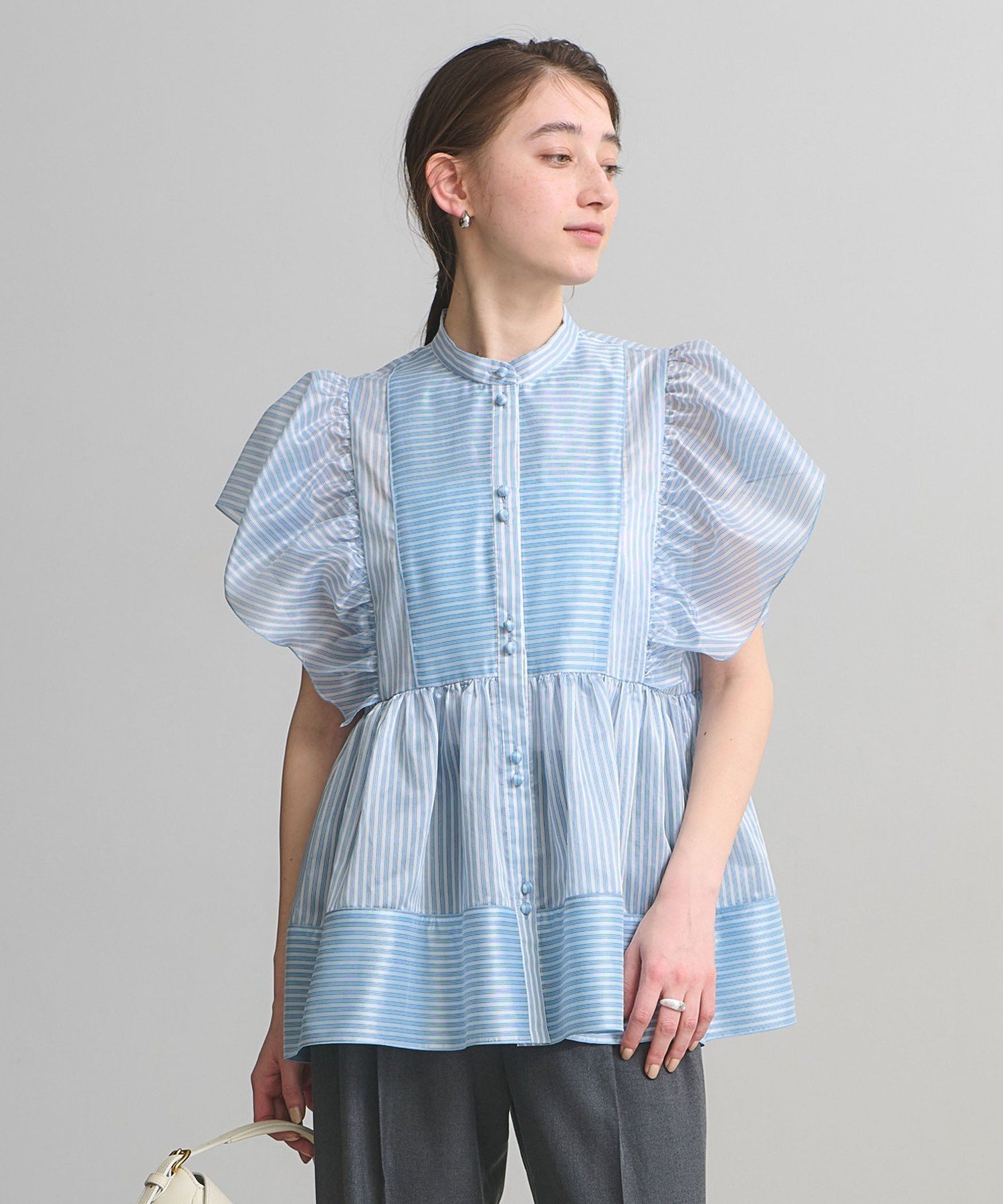 SALE／20%OFF】UNITED ARROWS シルキー ギャザー フリルブラウス