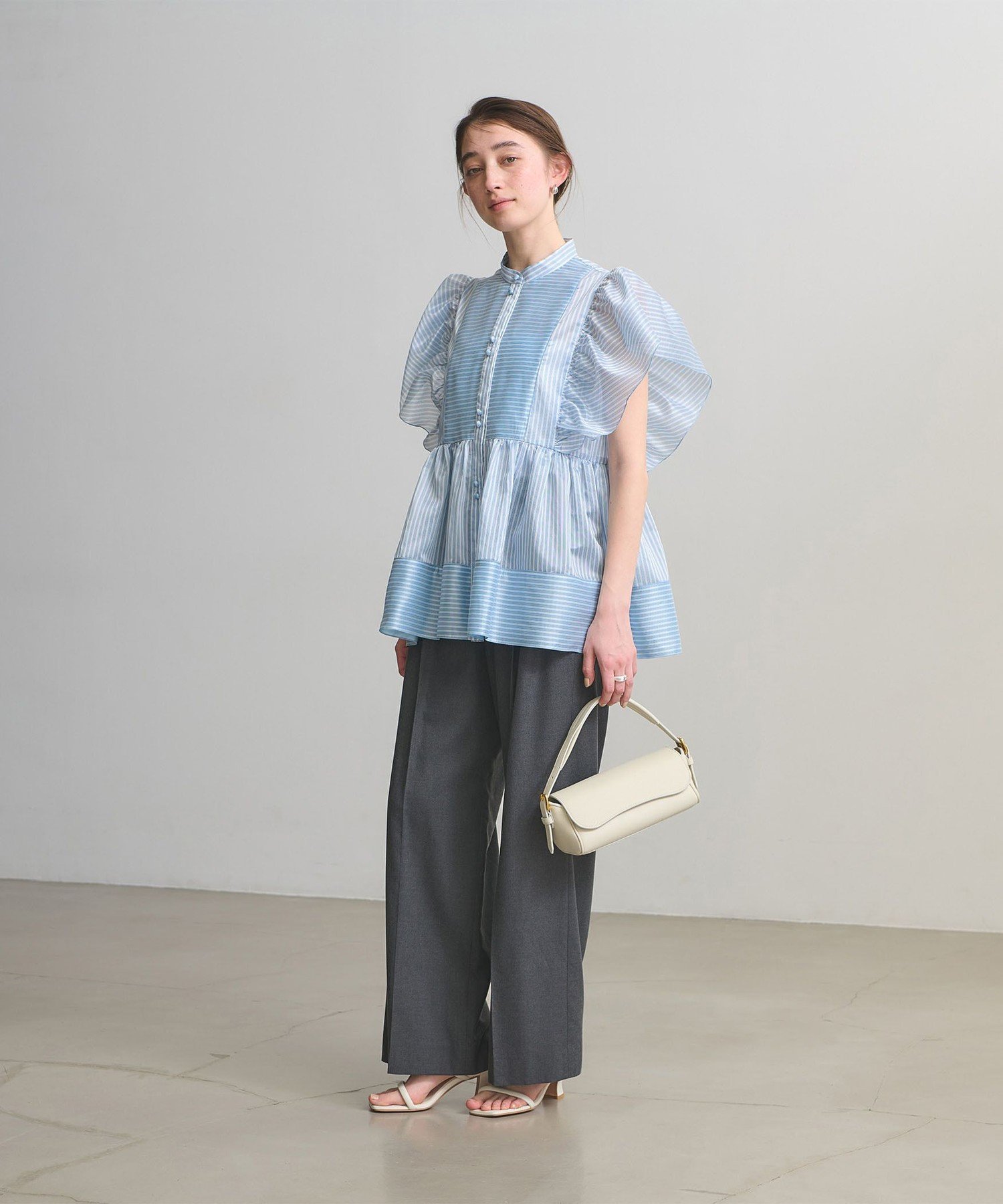 SALE／20%OFF】UNITED ARROWS シルキー ギャザー フリルブラウス 