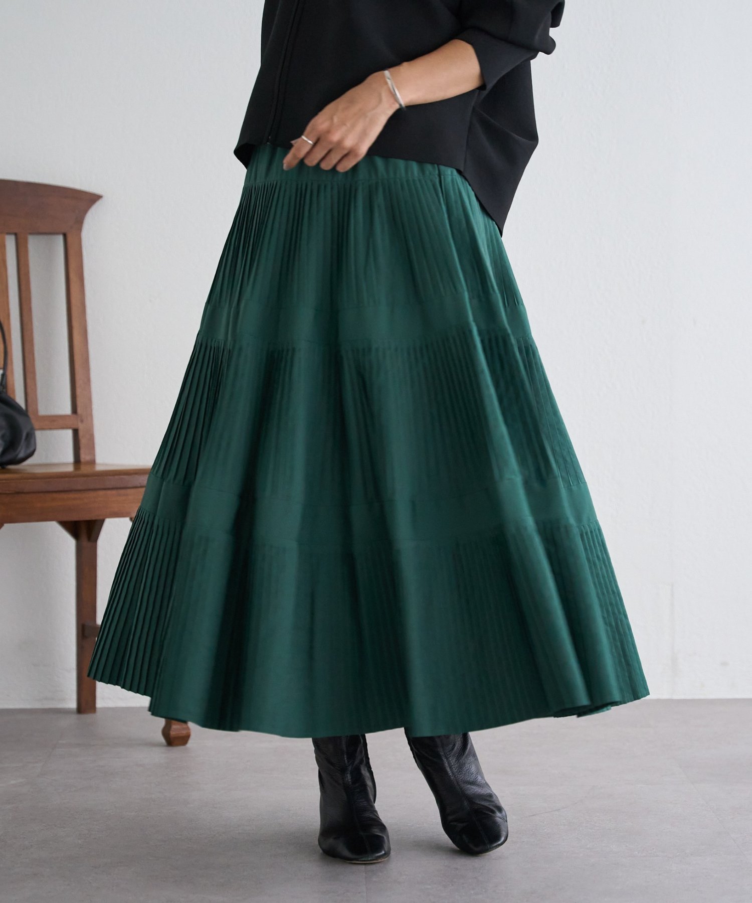 BEARDSLEY プリーツティアードスカート ビアズリー スカート ロング