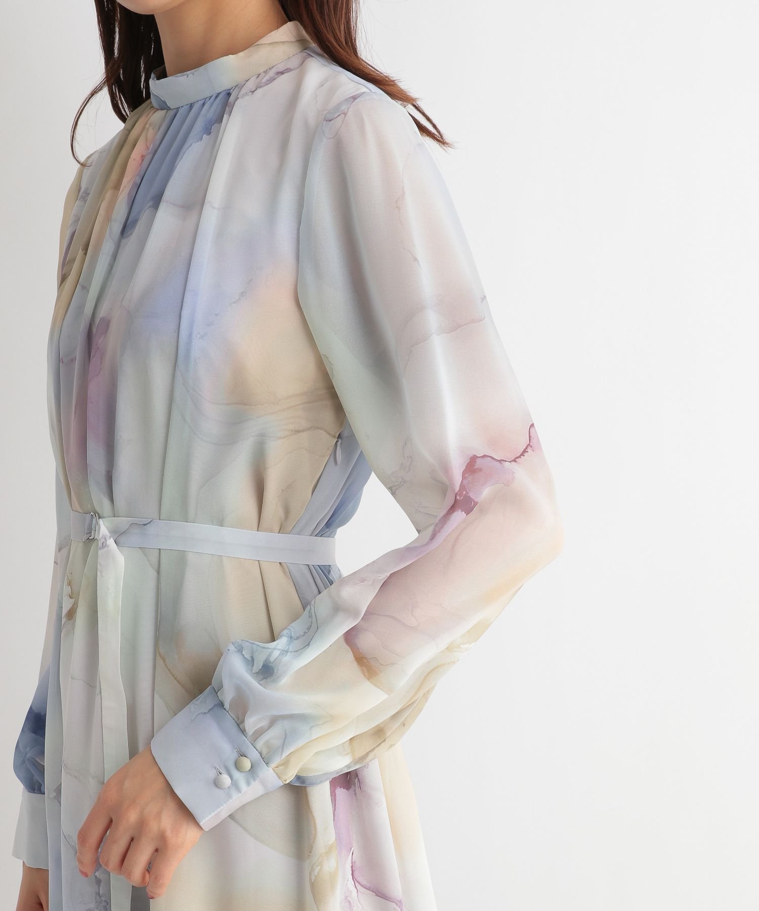SALE/50%OFF】Andemiu (W)マーブルガラスタンドOP アンデミュウ ワンピース・ドレス ワンピース イエロー ブルー【送料無料】 Andemiu アンデミュウ タックボタン ブラウス ブラック フリーサイズ