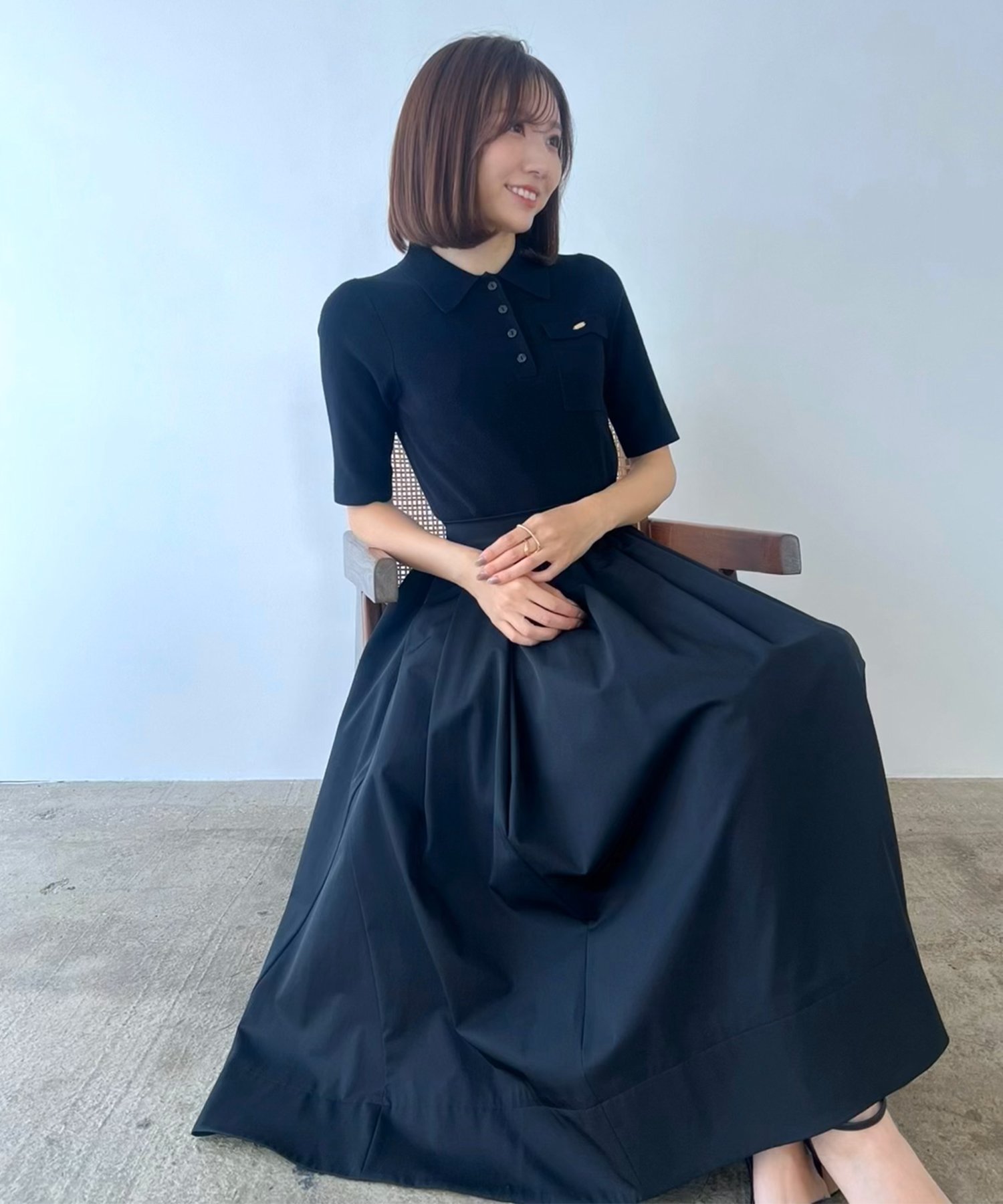 SALE／30%OFF】anuans ポロニットドッキングワンピース ア