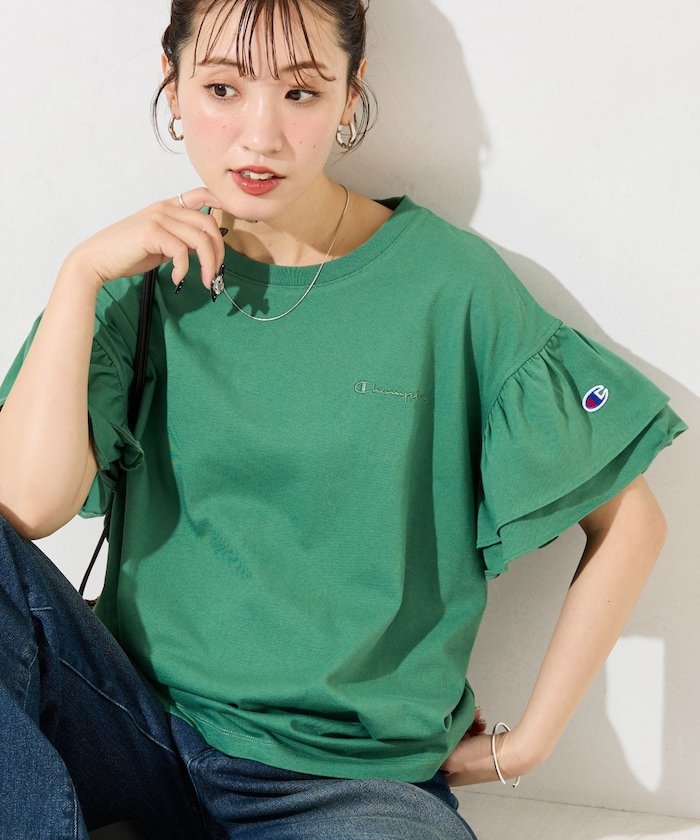 Champion 限定展開 別注フリル袖トップス Champion チャンピオン 限定
