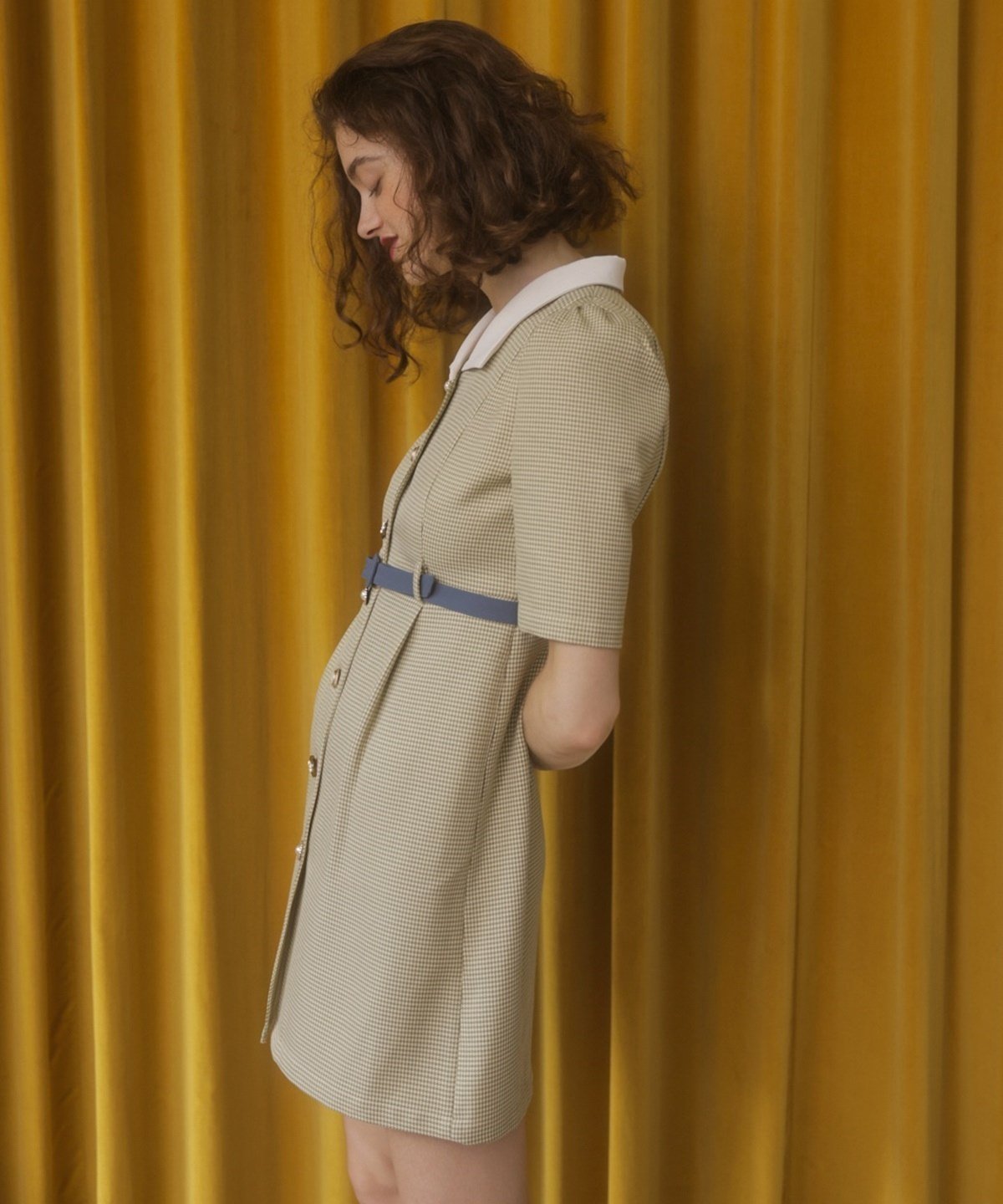 SALE／60%OFF】REDYAZEL 千鳥柄デザインボタンミニワンピース