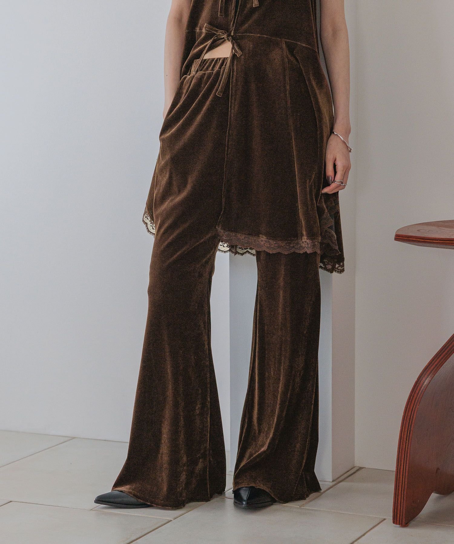 LOWRYS FARM 【上下セット】２ＷＡＹカットベロアミニワンピース他 LOWRYS FARM｜2WAYカットベロアミニワンピース | Rakuten