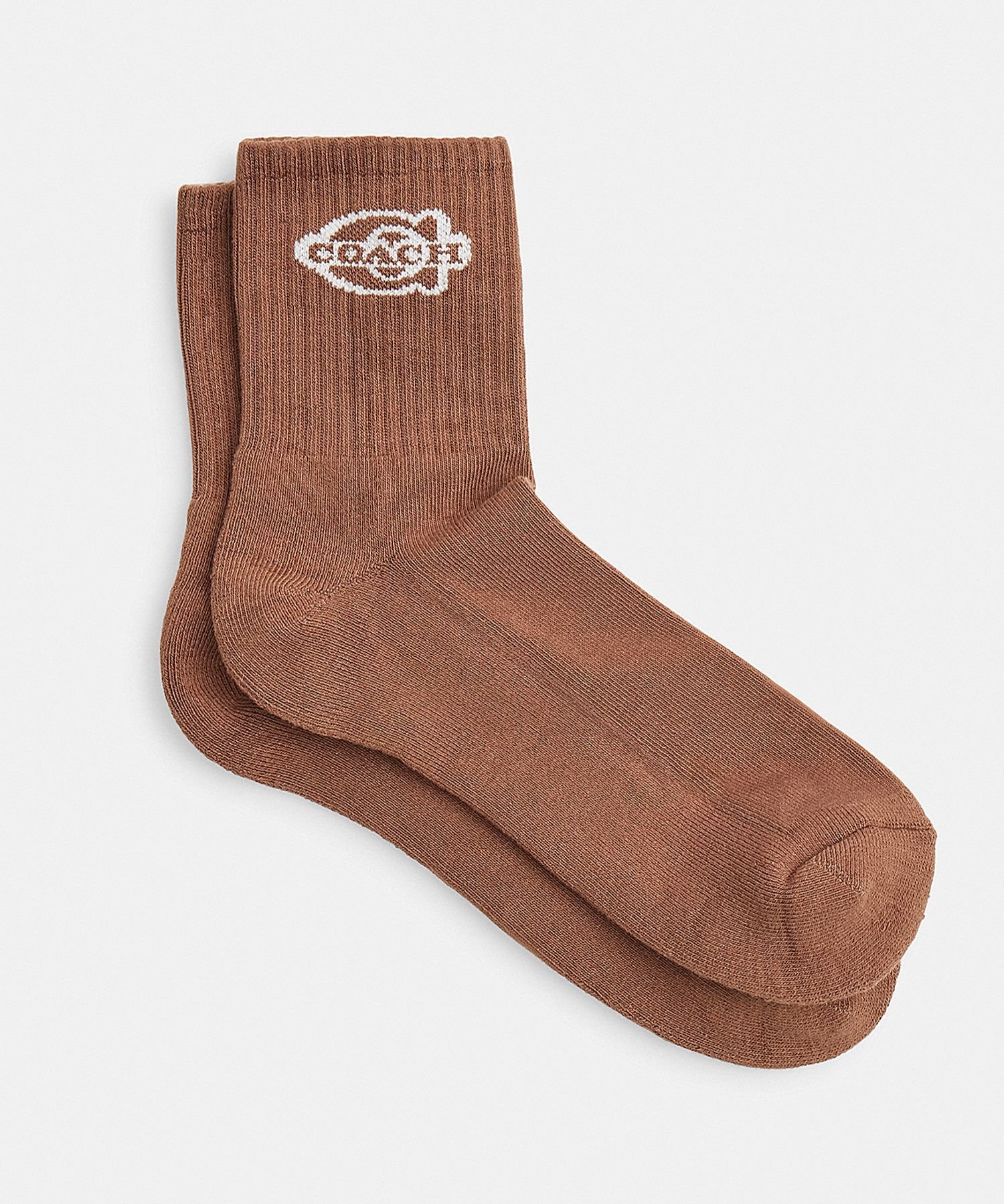 COACH コーチ　カーフソックス ブラウン/ホワイト nz1505_4.jpg