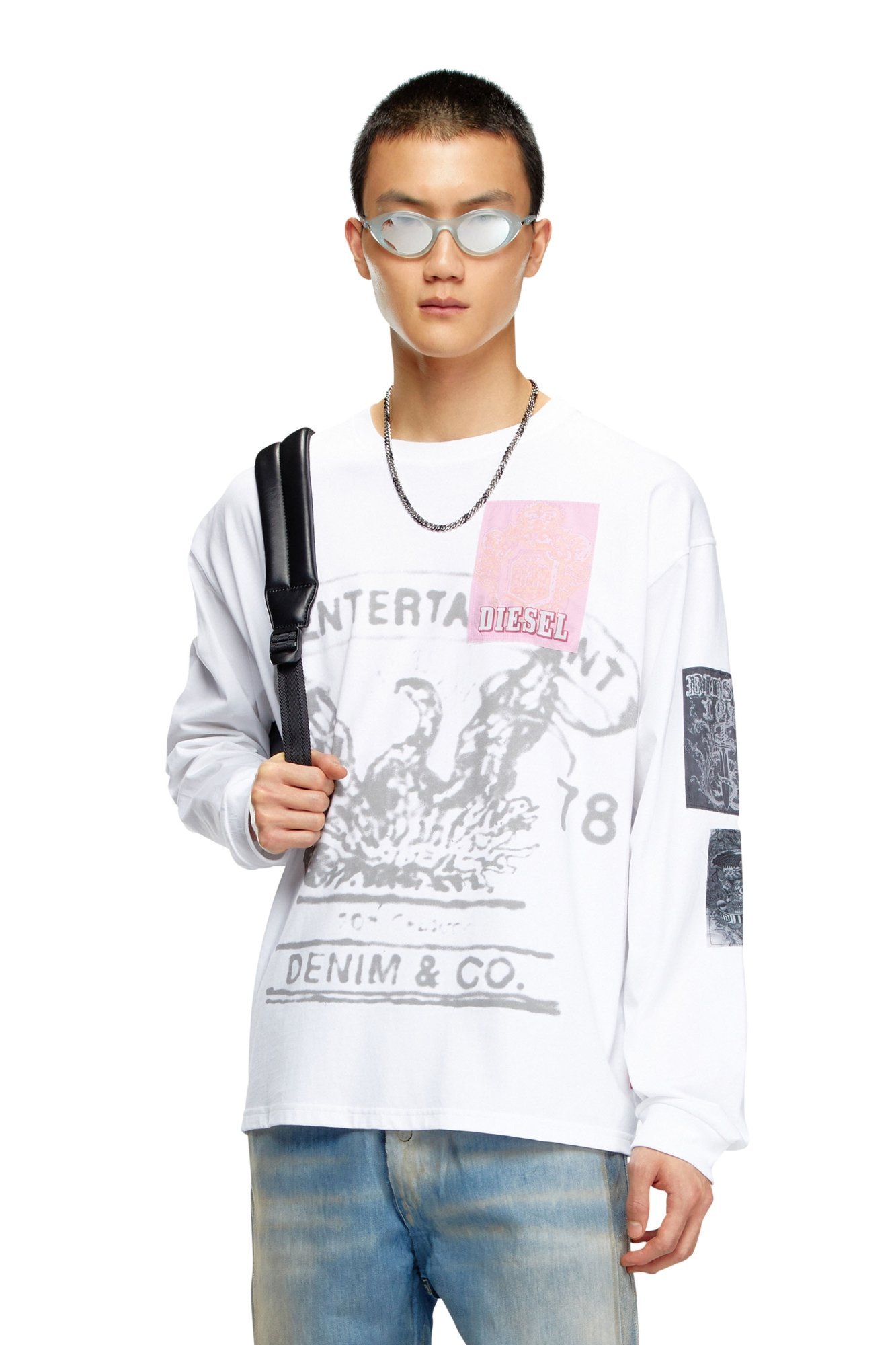 関税込◆DIESEL メンズ Tシャツ 長袖 T-CRANE-LS-SLITS-RAW 関税込◇DIESEL メンズ Tシャツ 長袖 T-CRANE-LS-SLITS-RAW T