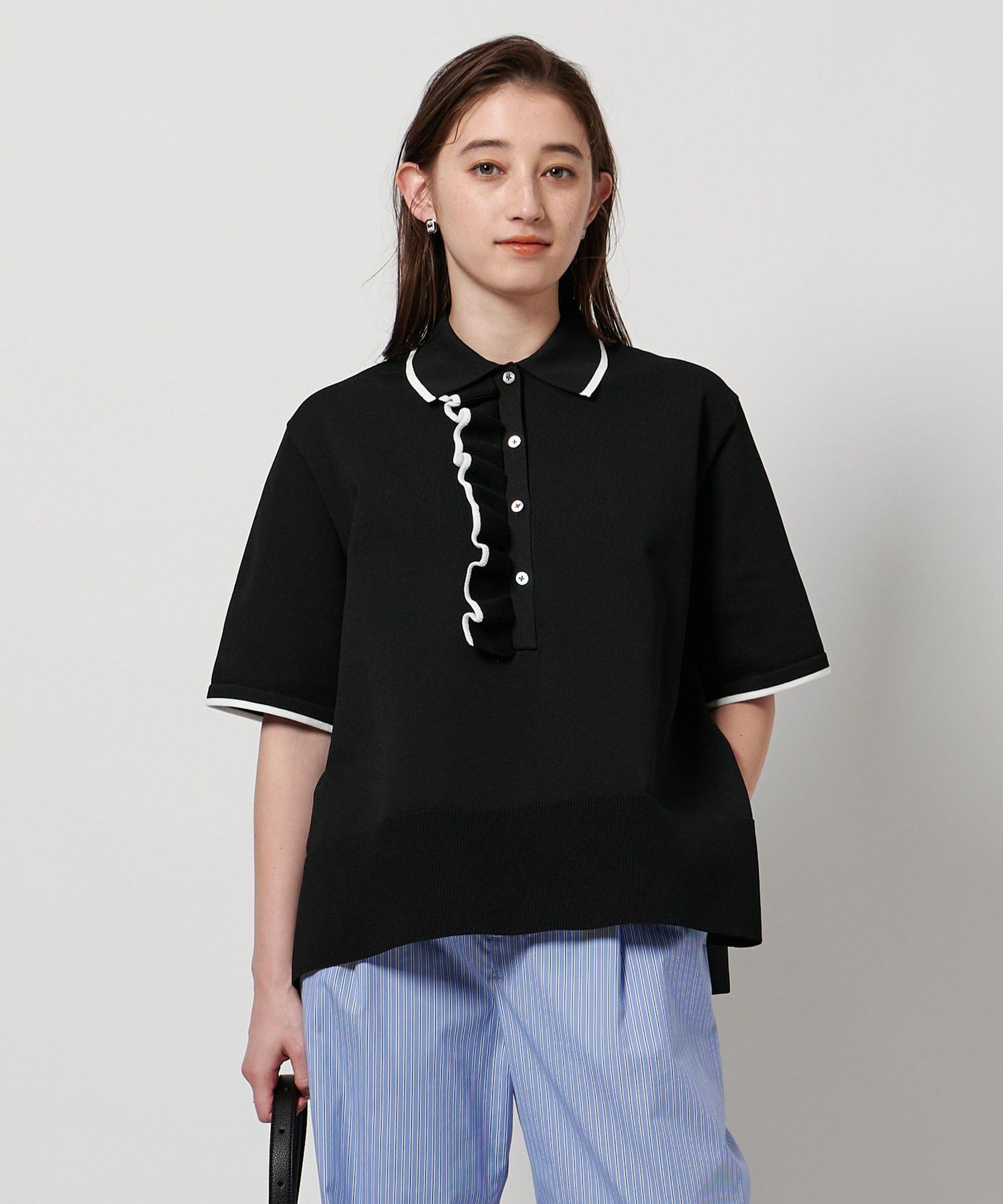 ユナイテッドアローズ　ミニマルフリル ニット5SL ベージュ ミニマルフリル ニット 5SL（ニット/セーター）｜UNITED ARROWS