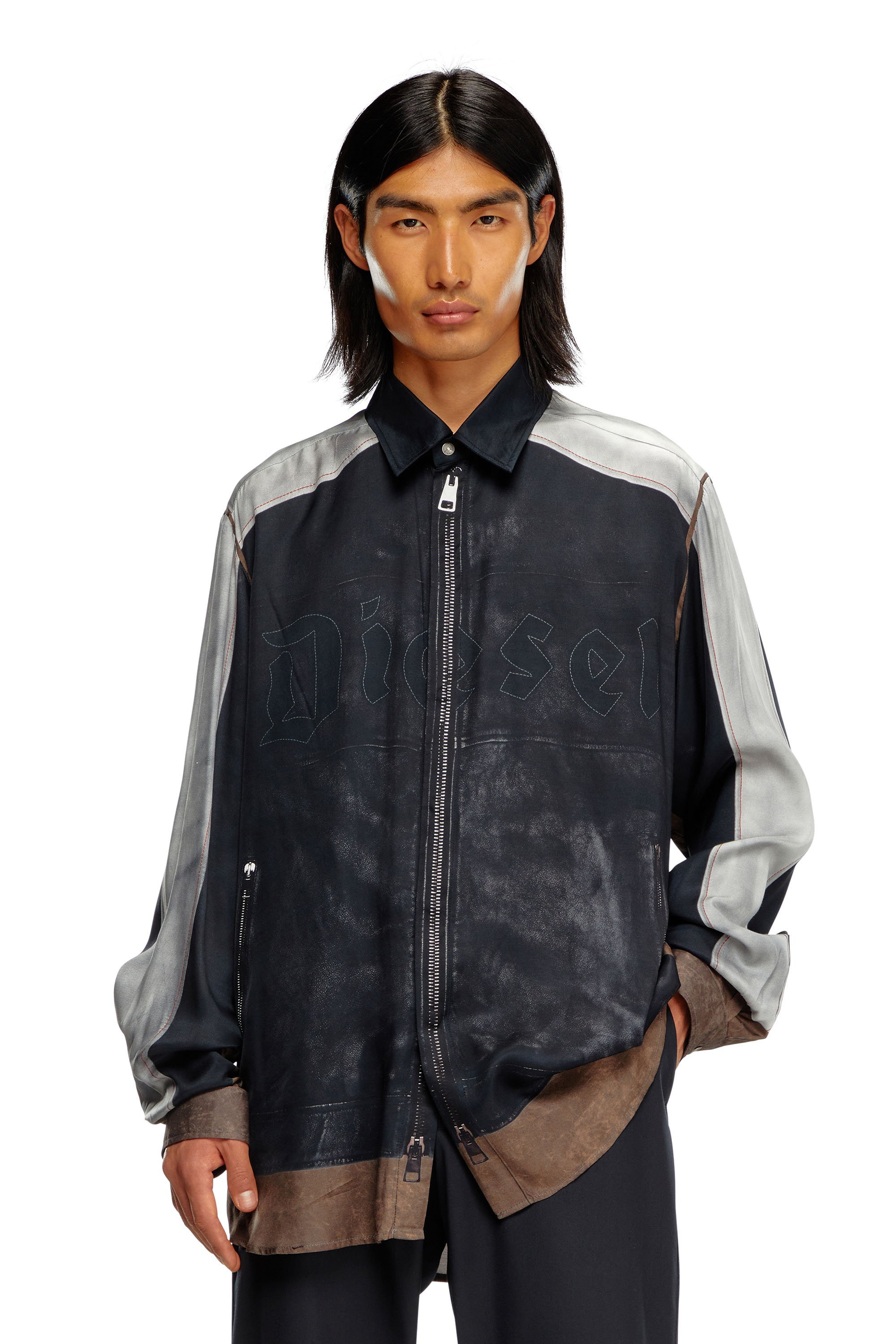 DIESEL ディーゼル トップス T-UNCUTIES-SHORT-Q1 T-shirt with Diesel Core print｜グレー