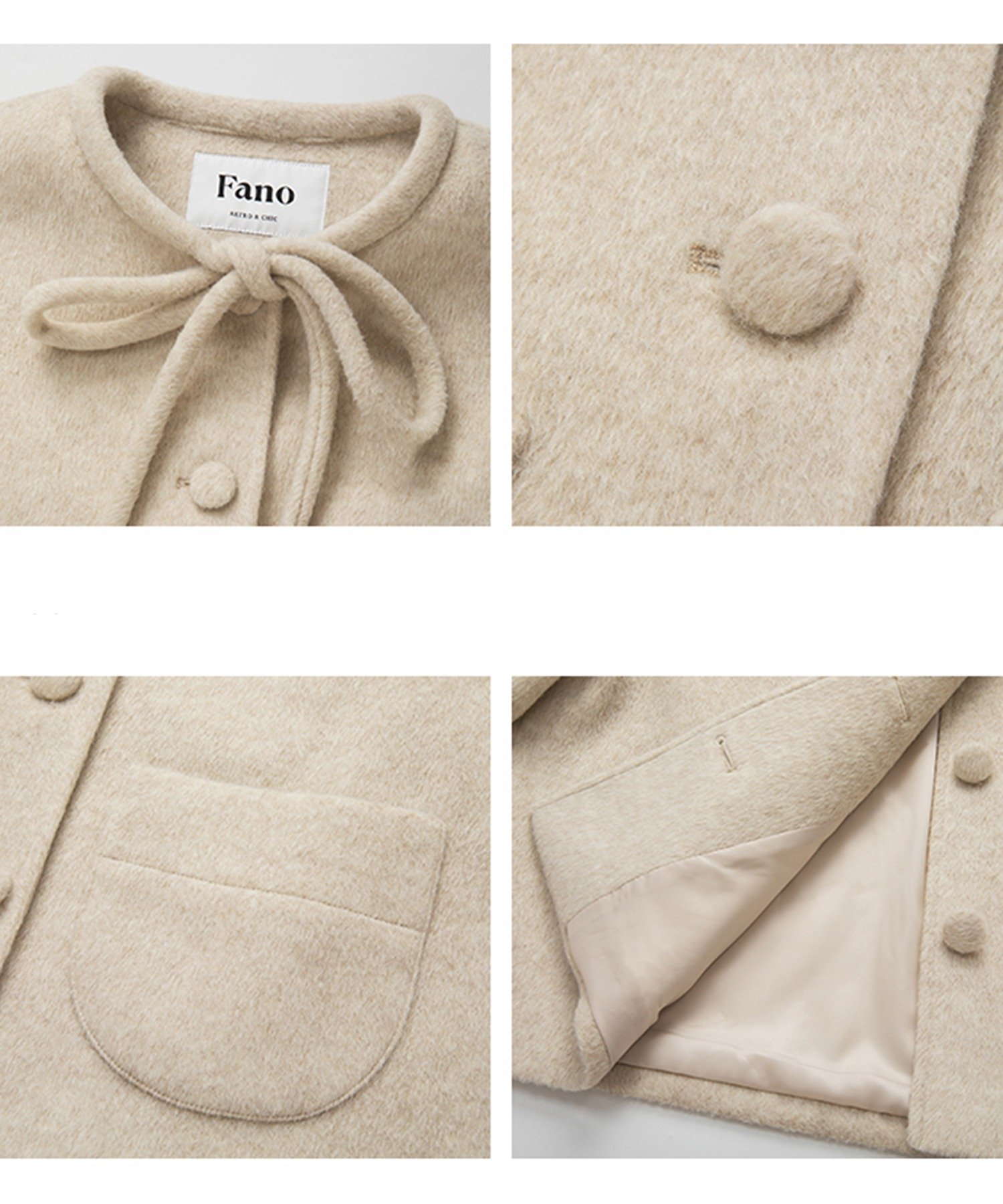 Fano Studios リボンタイ ショートコート FQ24W101 Fano Studios