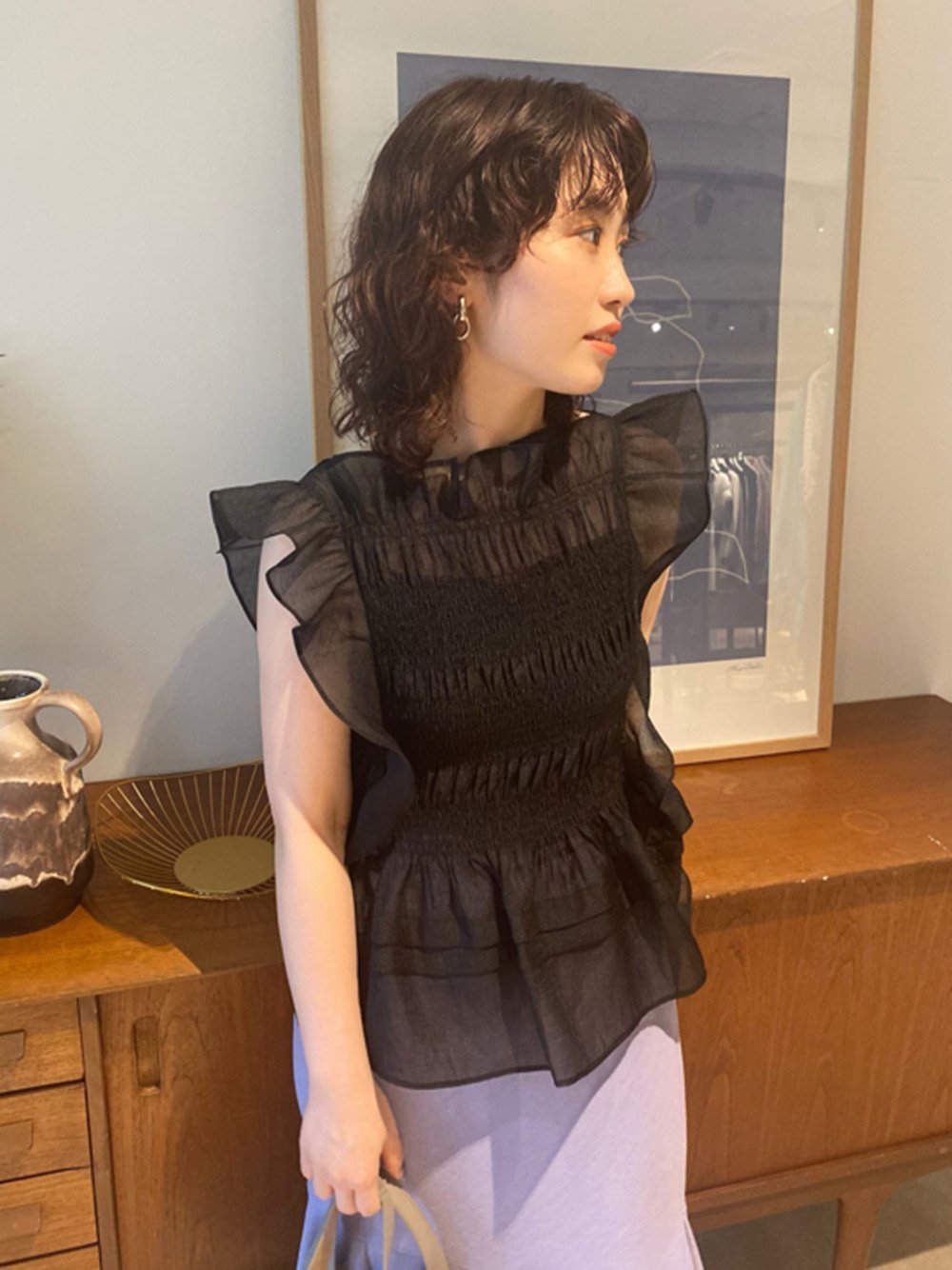 SALE／50%OFF】FRAY I.D オーガンザフリルシャーリングブラウス フレイ 