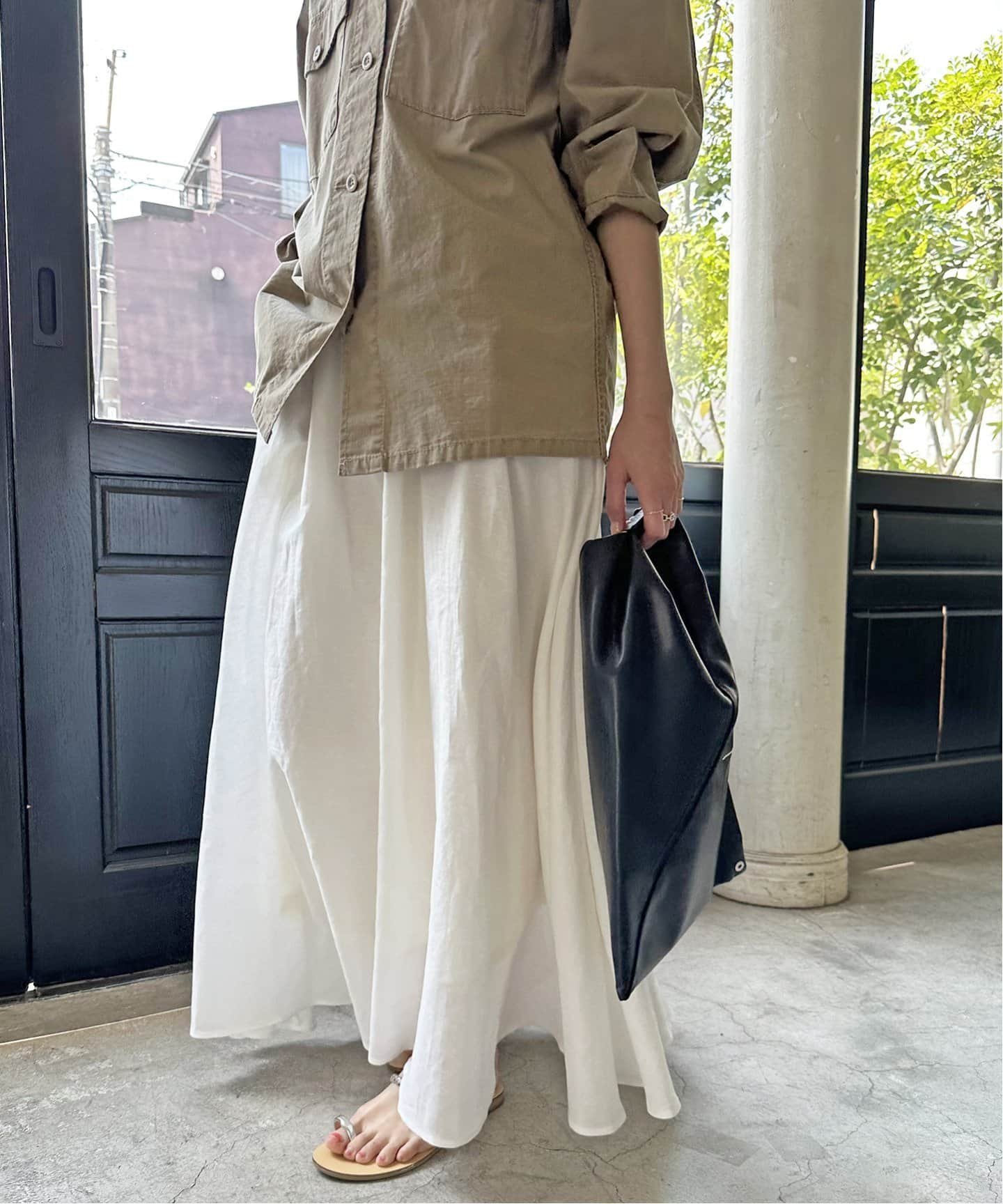 SALE／30%OFF】Spick & Span リネン混ギャザーフレアスカート