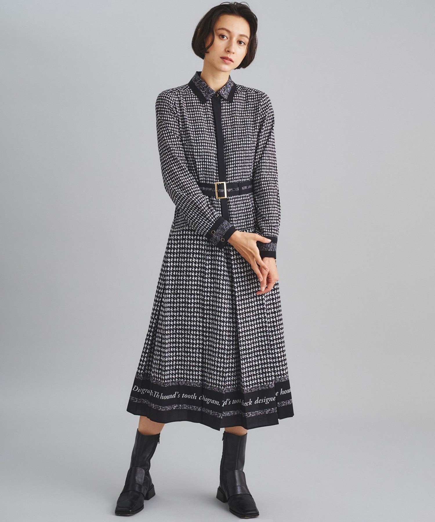 SALE／60%OFF】GRACE CONTINENTAL ハウンドトゥースプリントワンピース