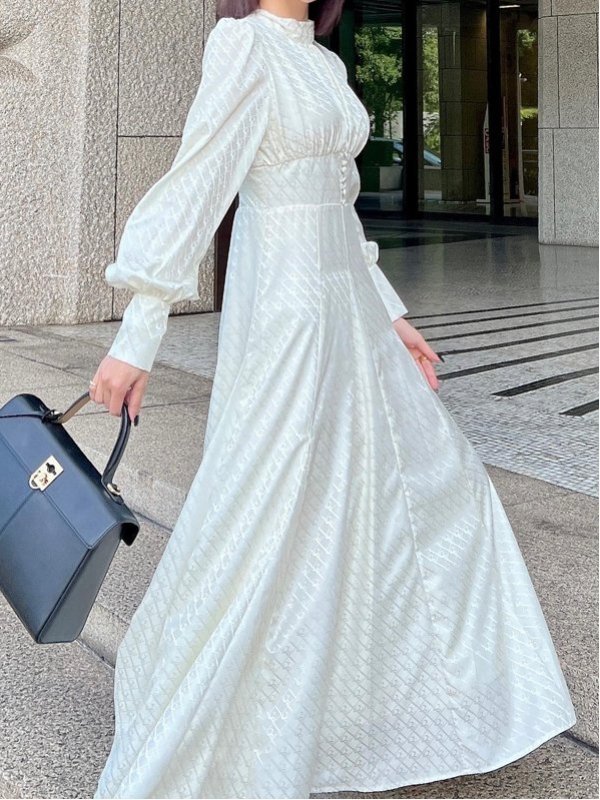 SALE／50%OFF】eimy istoire esジャガードクラシカルロングワンピース 