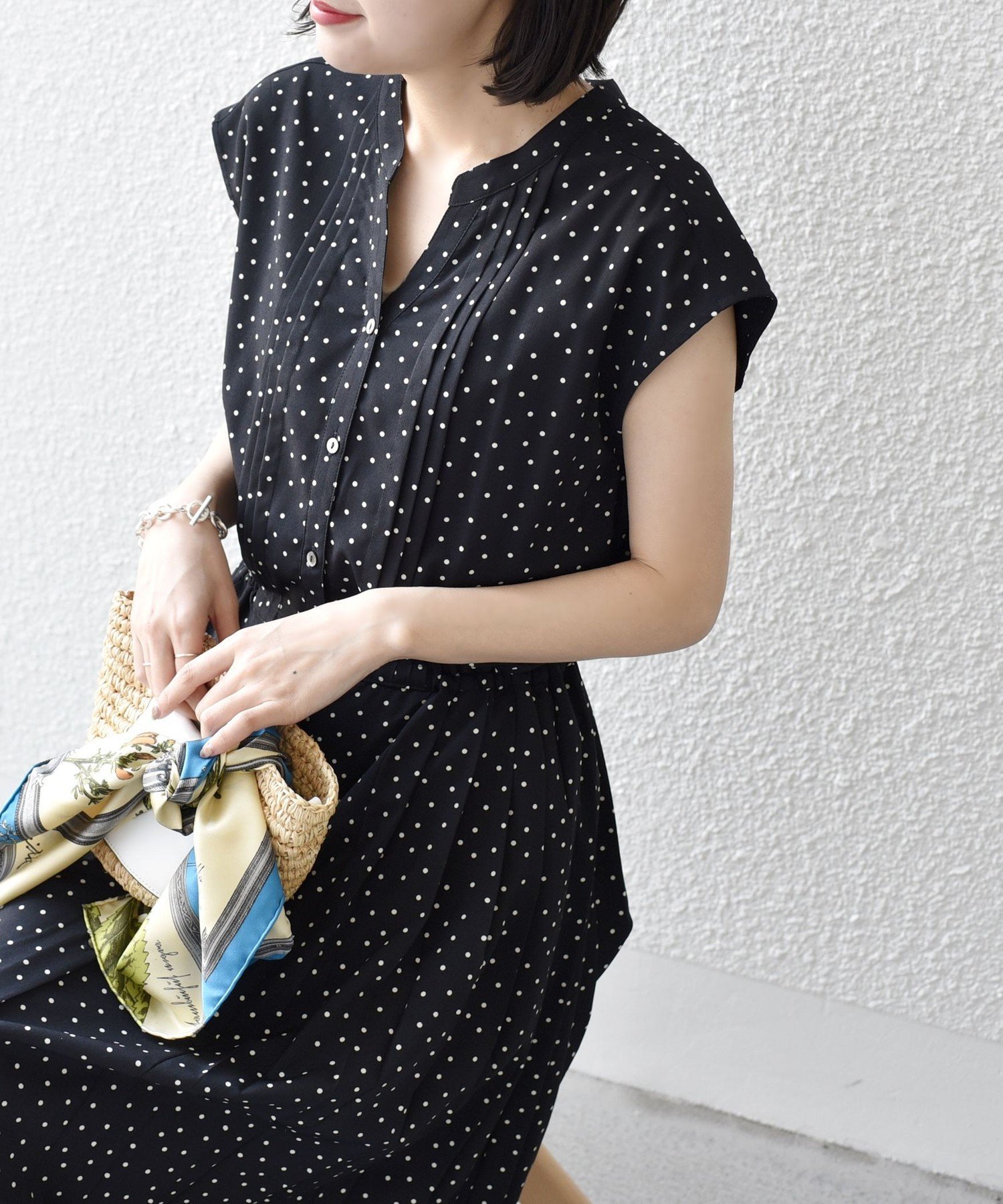 楽天市場】【WEB限定】＜洗濯機可能＞ドット 花柄 サイド プリーツ