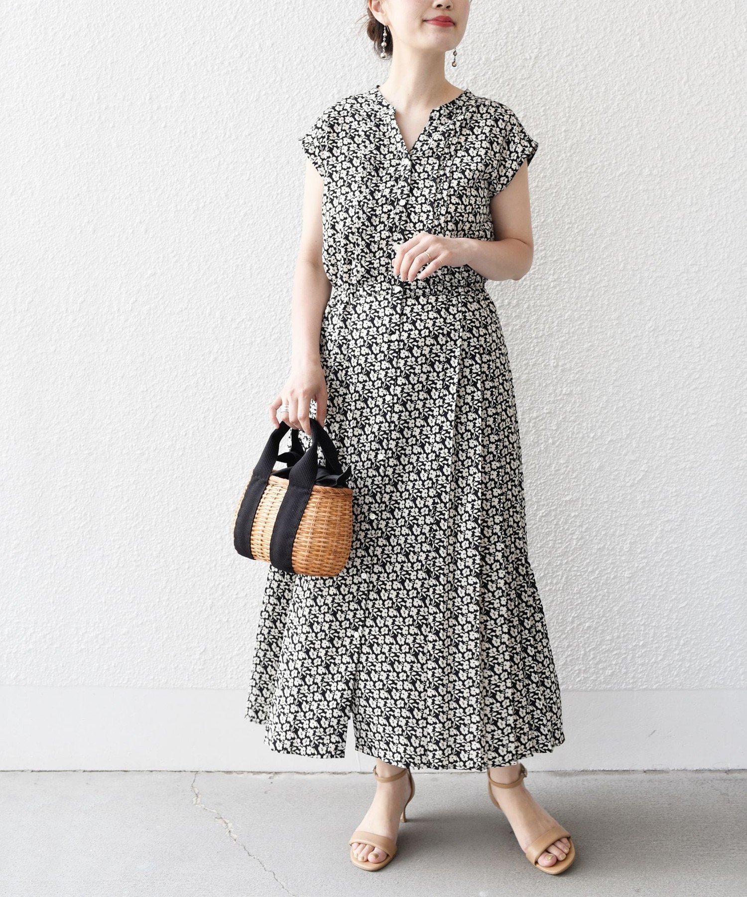 SHIPS WOMEN 【WEB限定】＜洗濯機可能＞ドット 花柄 サイド プリーツ