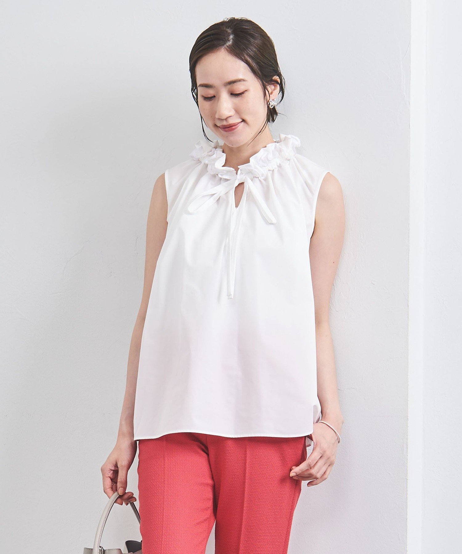 UNITED ARROWS オーガンジーフリル ノースリーブブラウス ユナイテッド