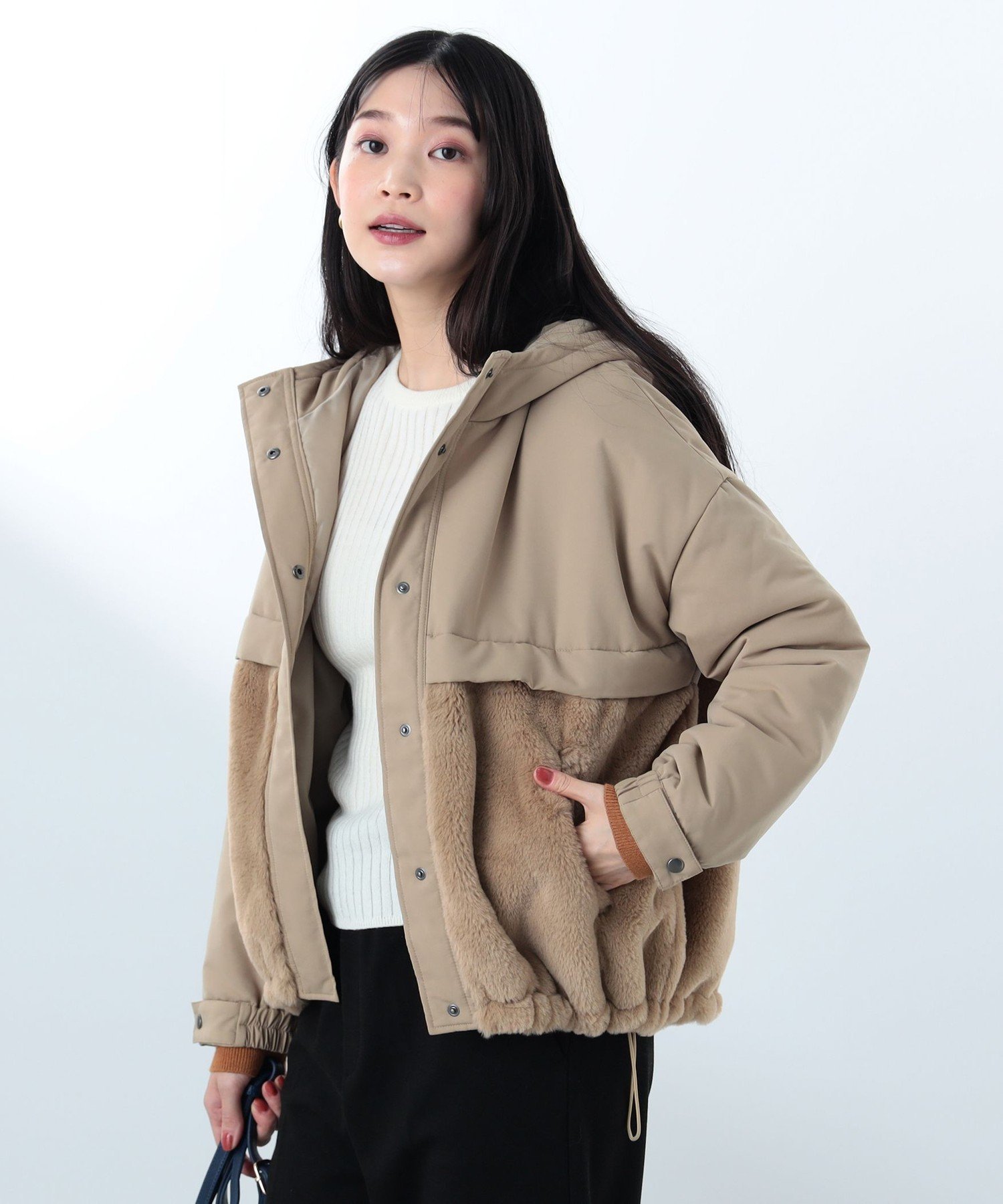 BEAMS HEART フード付きボアジャケット M BEAMS HEART キルティング