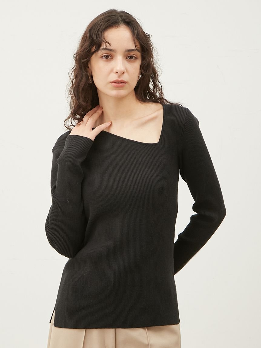 SALE/50%OFF】Mila Owen アシメネックリブニットトップス SALE/50%OFF】Mila Owen アシメネックリブニットトップス