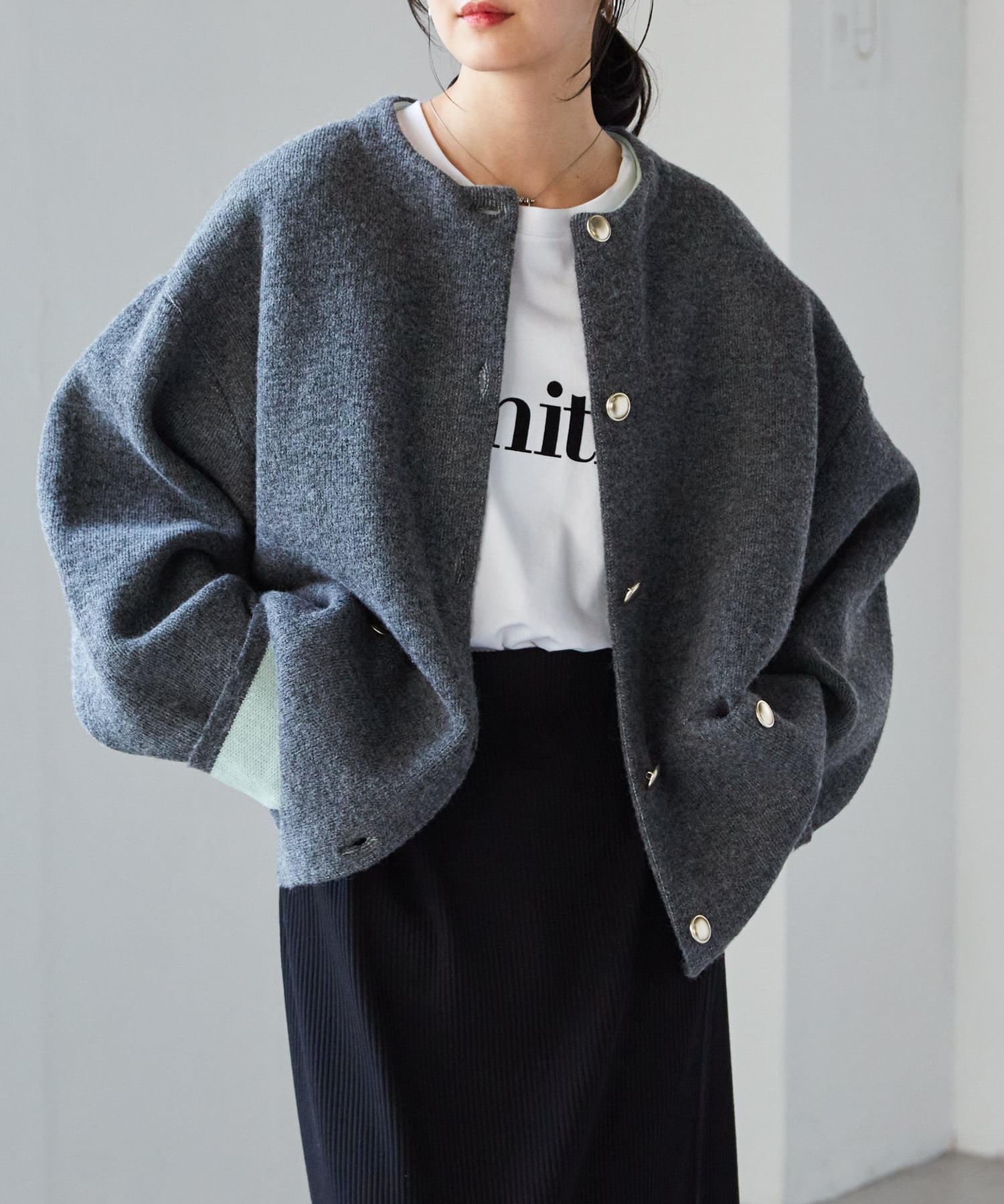 TWフォルムクロス ノーカラージャケットコート TWフォルムクロス ノーカラージャケットコート FRAMeWORK