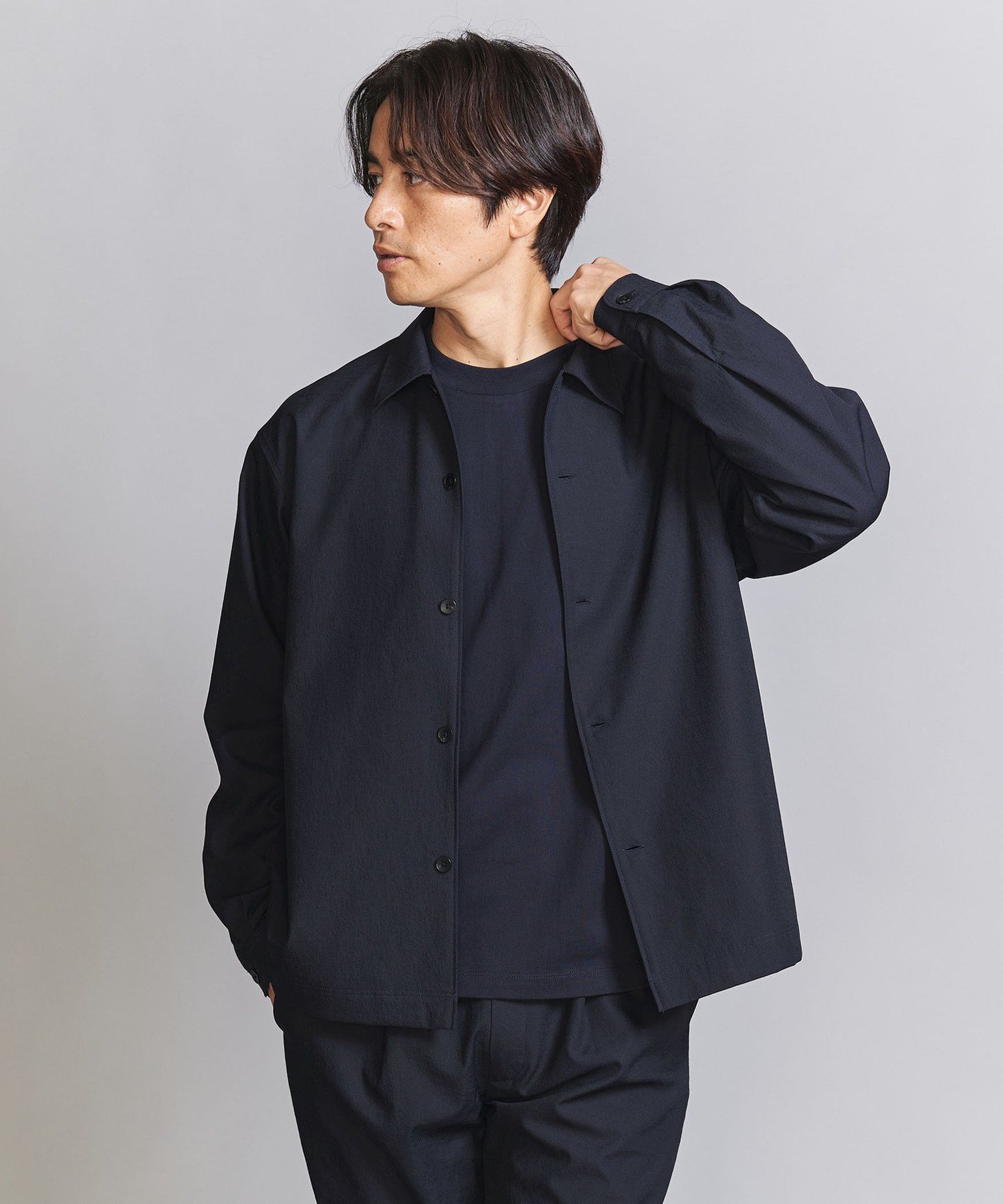 BEAUTY&YOUTH Komatsu バンドカラーシャツ　ネイビー 楽天市場】KOMATSU PACK オーバー フォルム バンドカラー シャツ