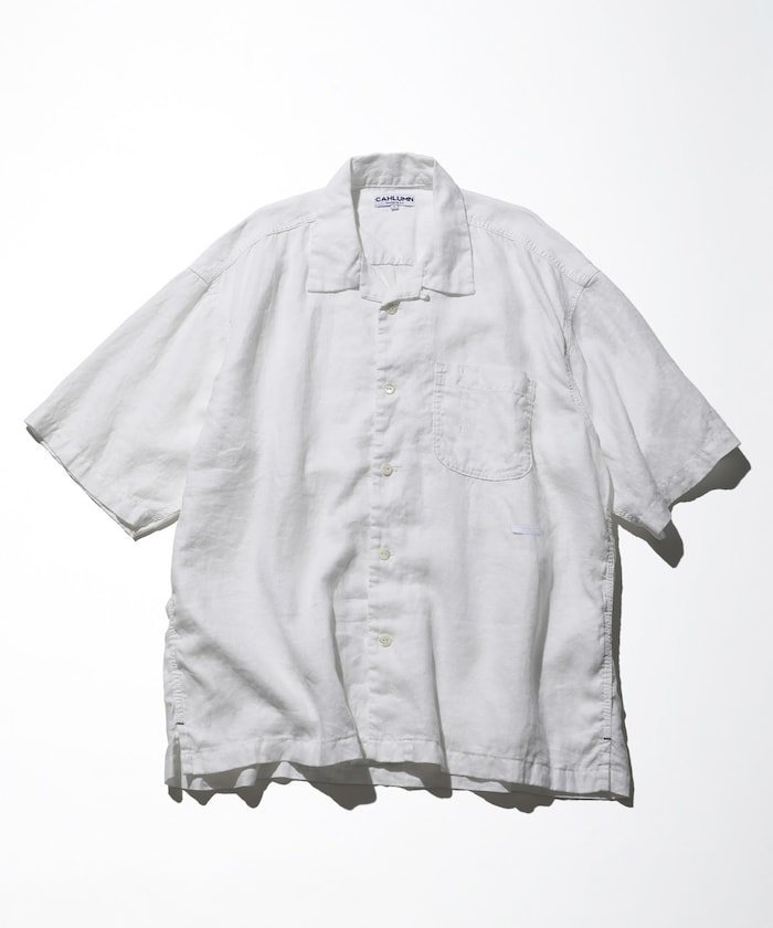 楽天市場】CAHLUMN Belgium Linen Open Collar Shirt 1.1
