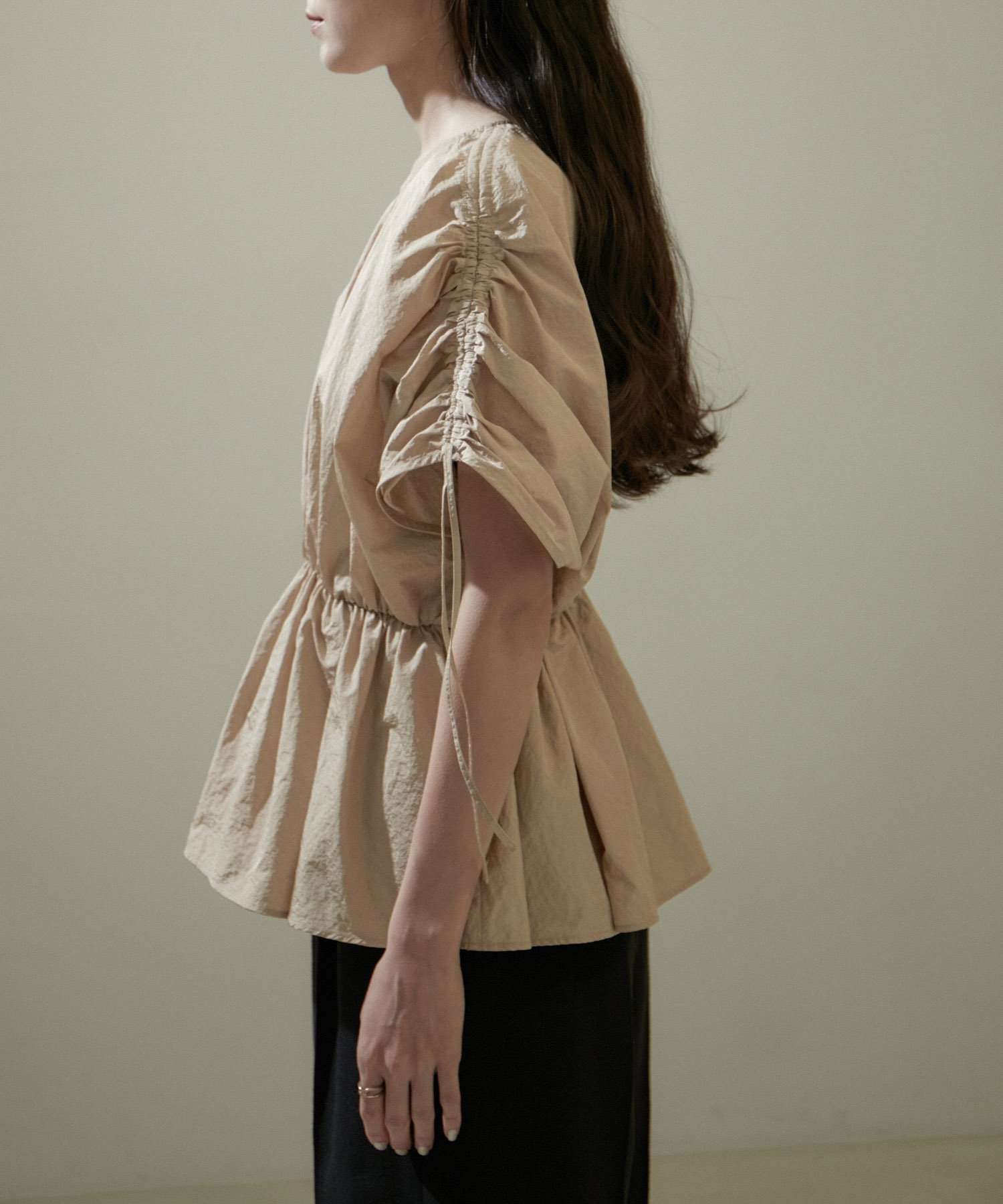 SALON adam et rope' 【WEB限定】シャーリングスリーブブラウス サロン